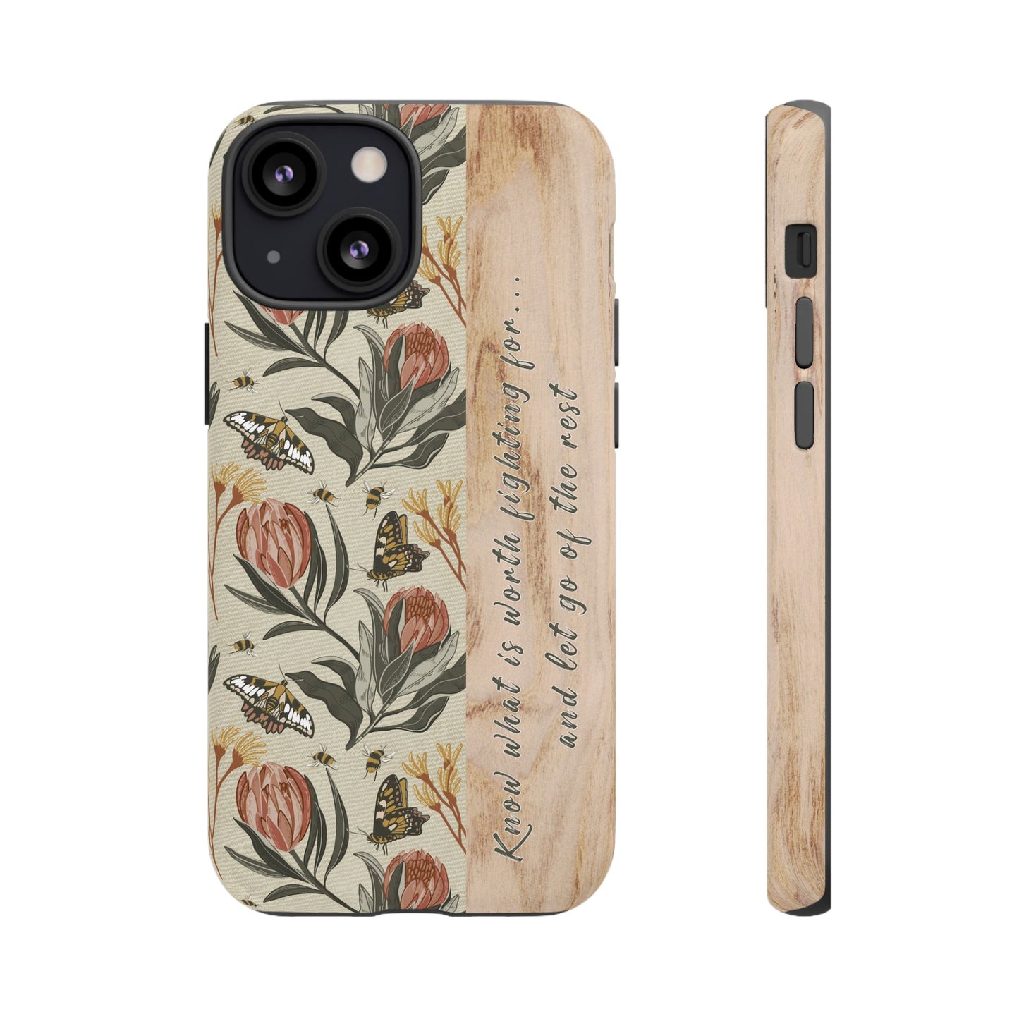 Phone tough case with hand drawn artwork and personalised affirmations