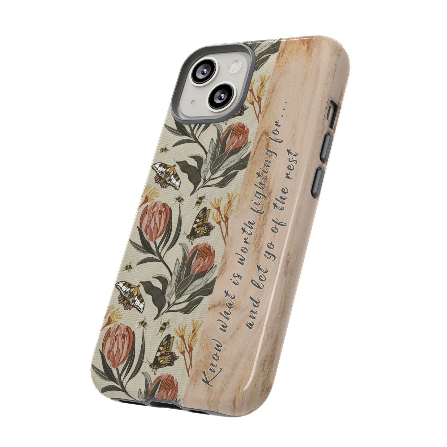 Phone tough case with hand drawn artwork and personalised affirmations