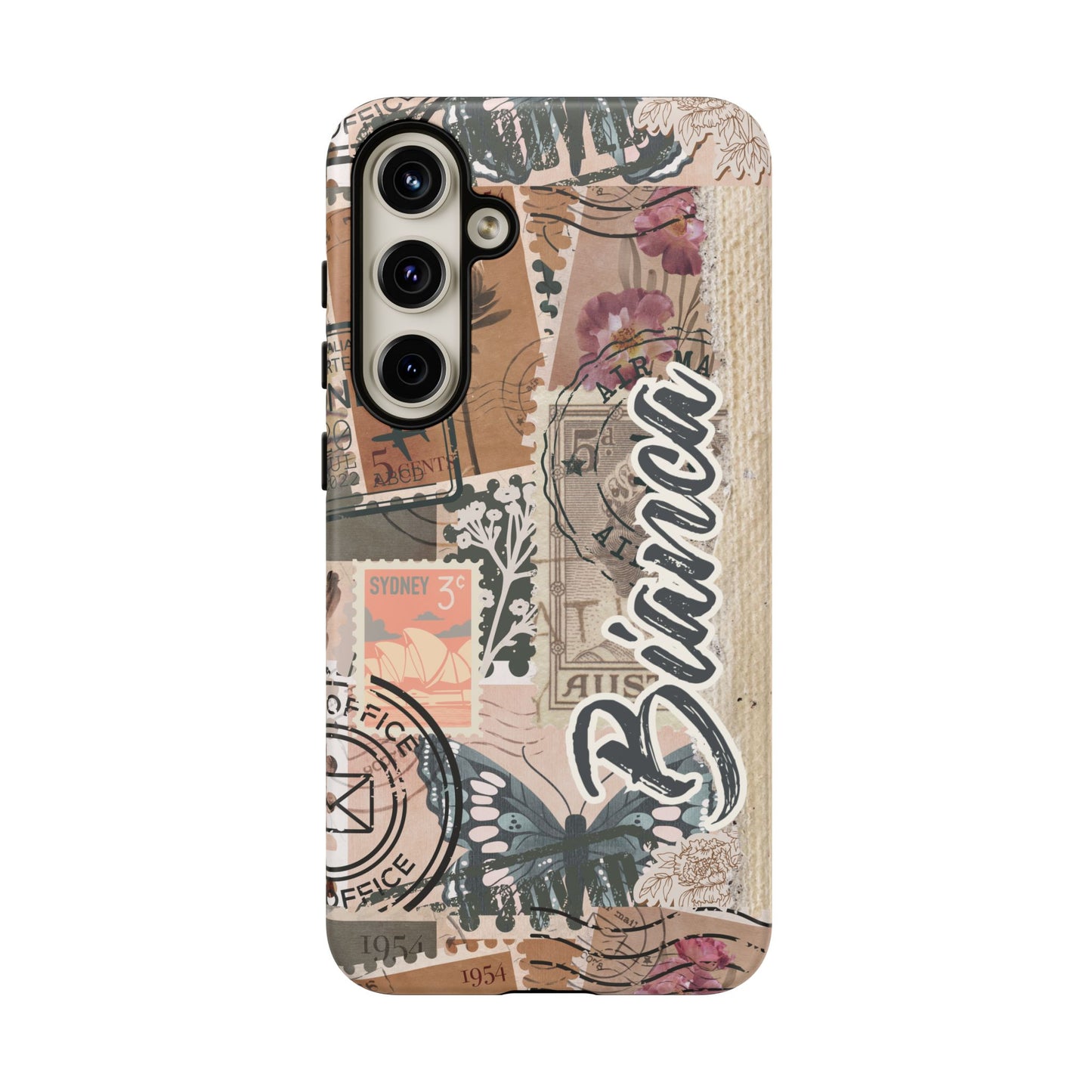 Personalised phone tough case - vintage stamp design