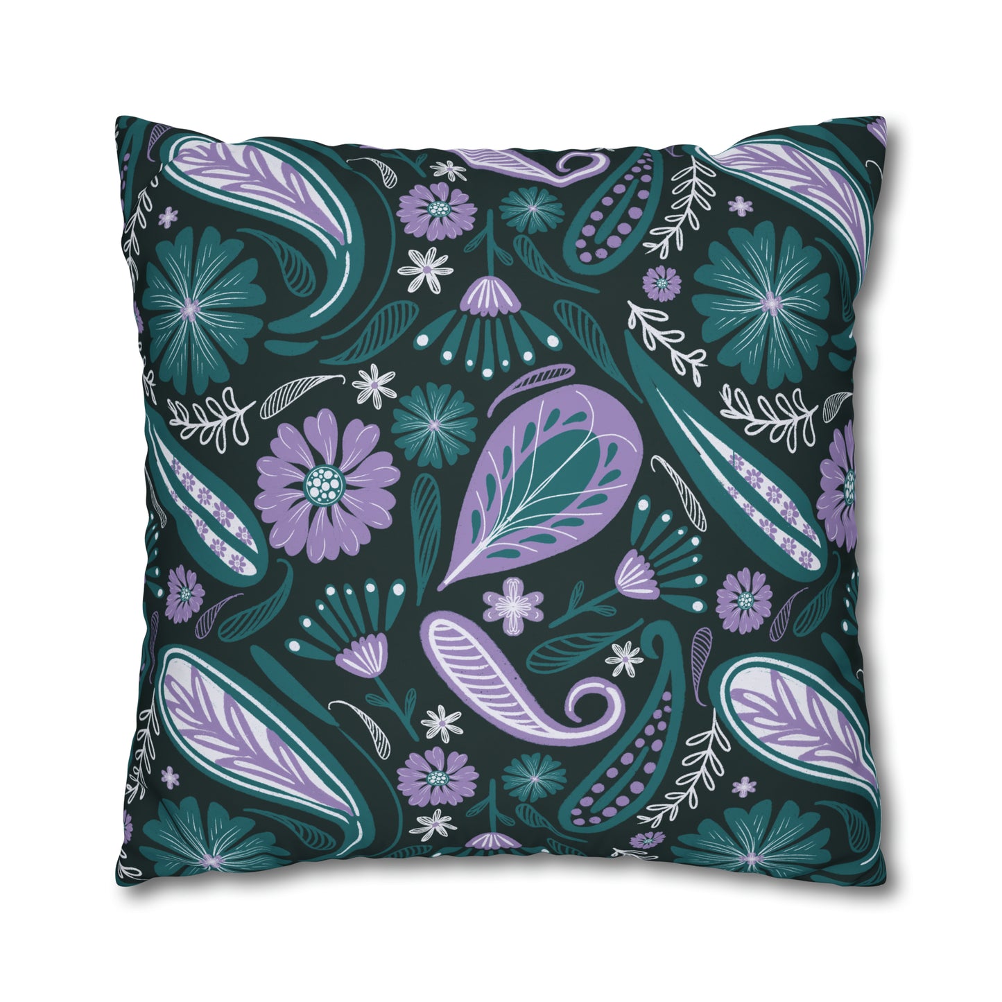 Serenity - hand drawn patterned cushion cover serene deep teal