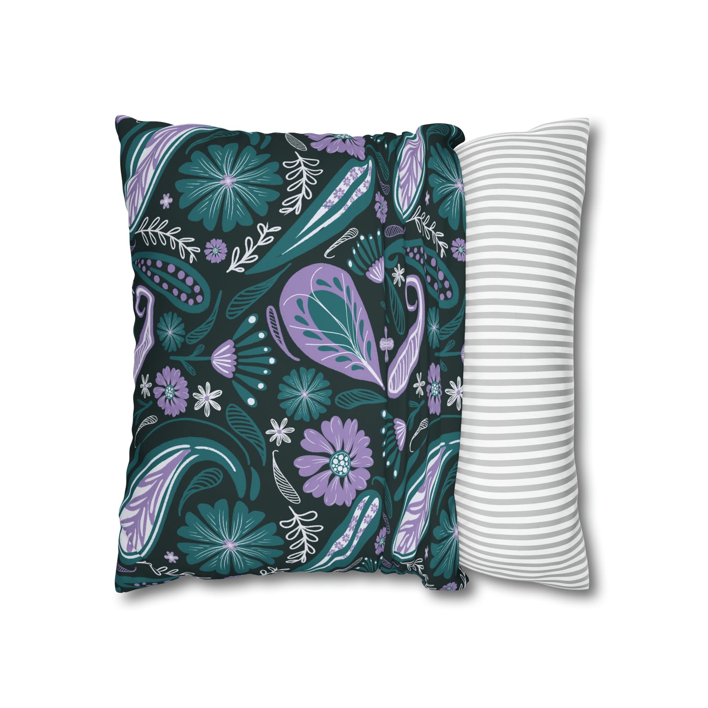 Serenity - hand drawn patterned cushion cover serene deep teal