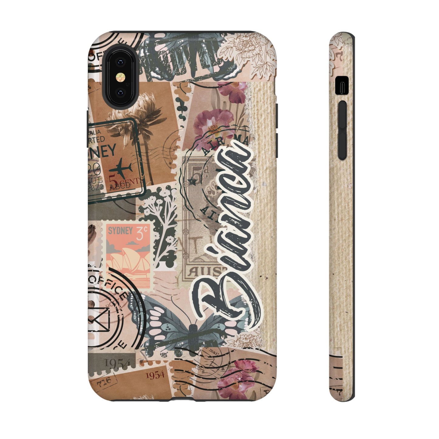 Personalised phone tough case - vintage stamp design