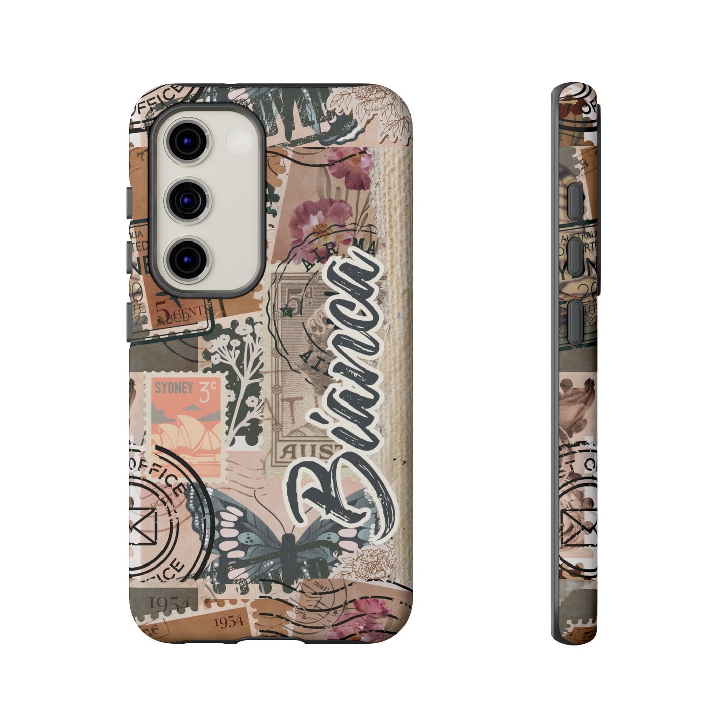 Personalised phone tough case - vintage stamp design