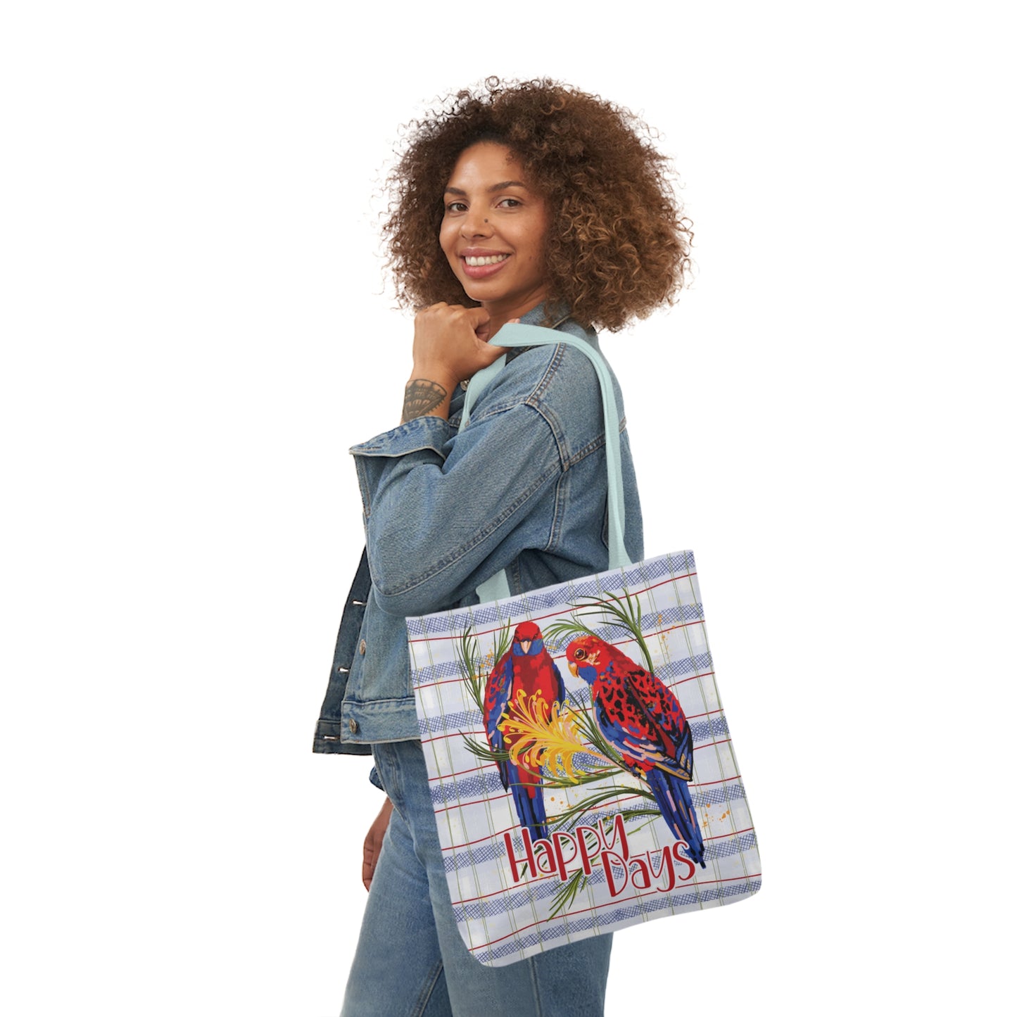 Crimson Rosella custom design Tote Bag - Hand drawn artwork & custom text available