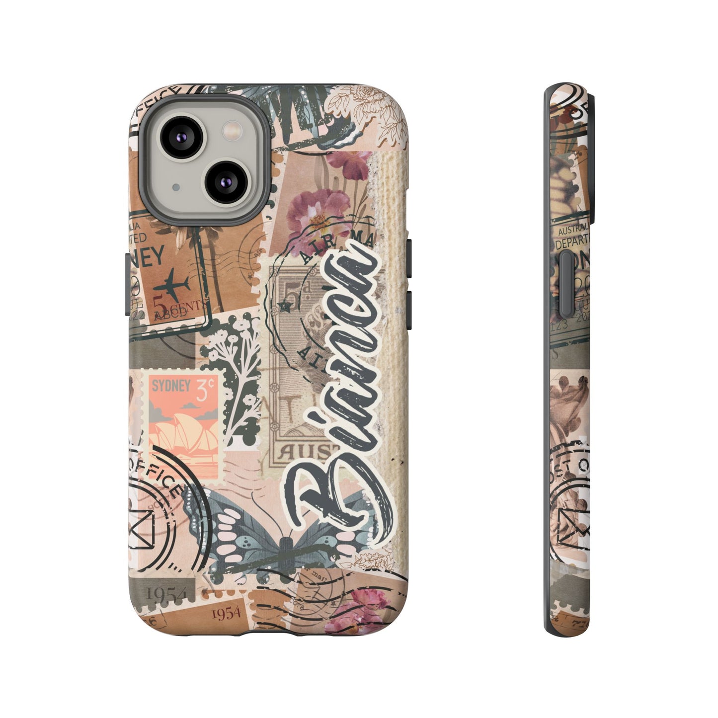 Personalised phone tough case - vintage stamp design