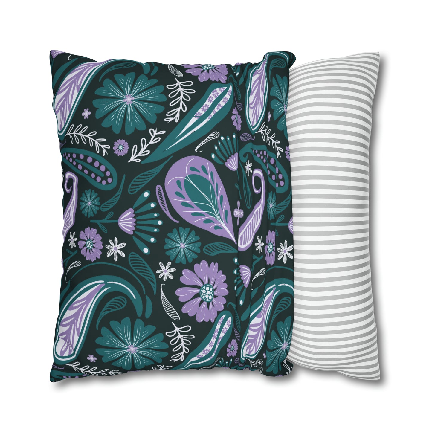 Serenity - hand drawn patterned cushion cover serene deep teal