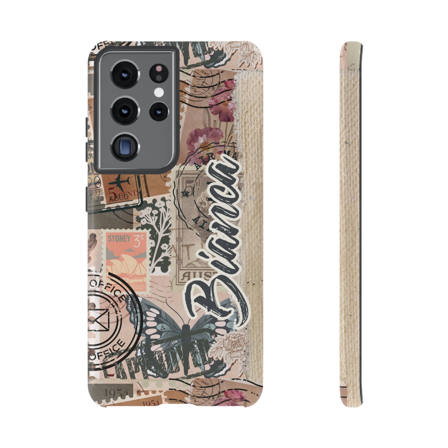 Personalised phone tough case - vintage stamp design