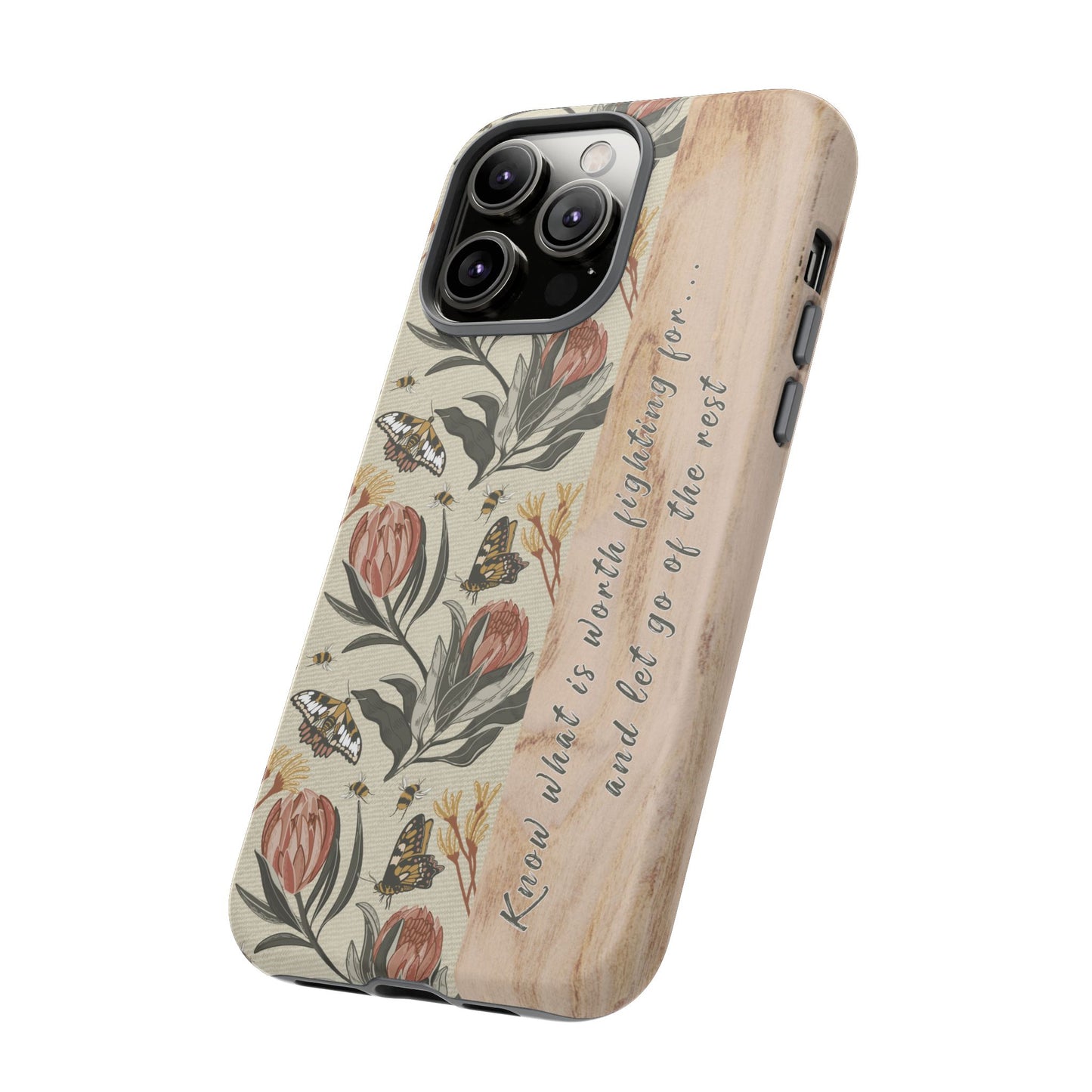 Phone tough case with hand drawn artwork and personalised affirmations