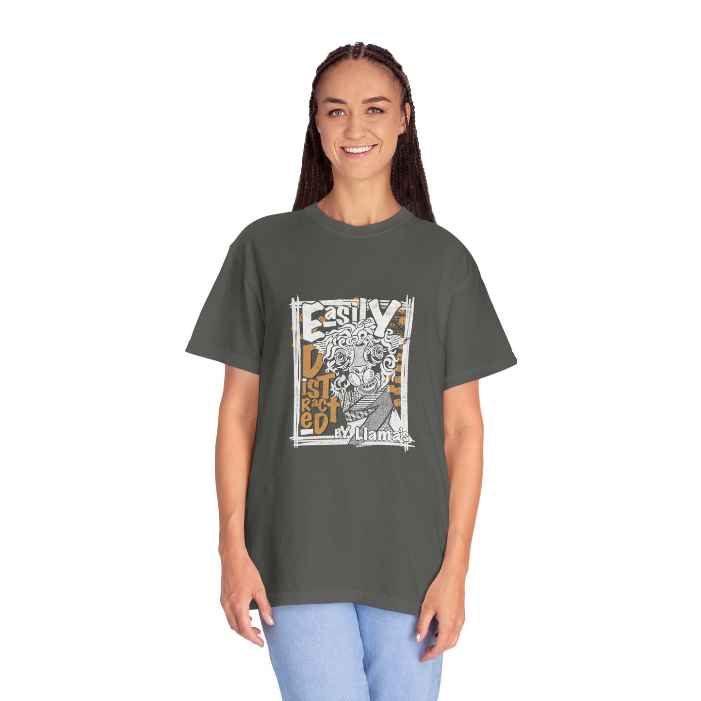 Easily Distracted by Llama's - C1717 Custom Graphic Soft style T Shirt