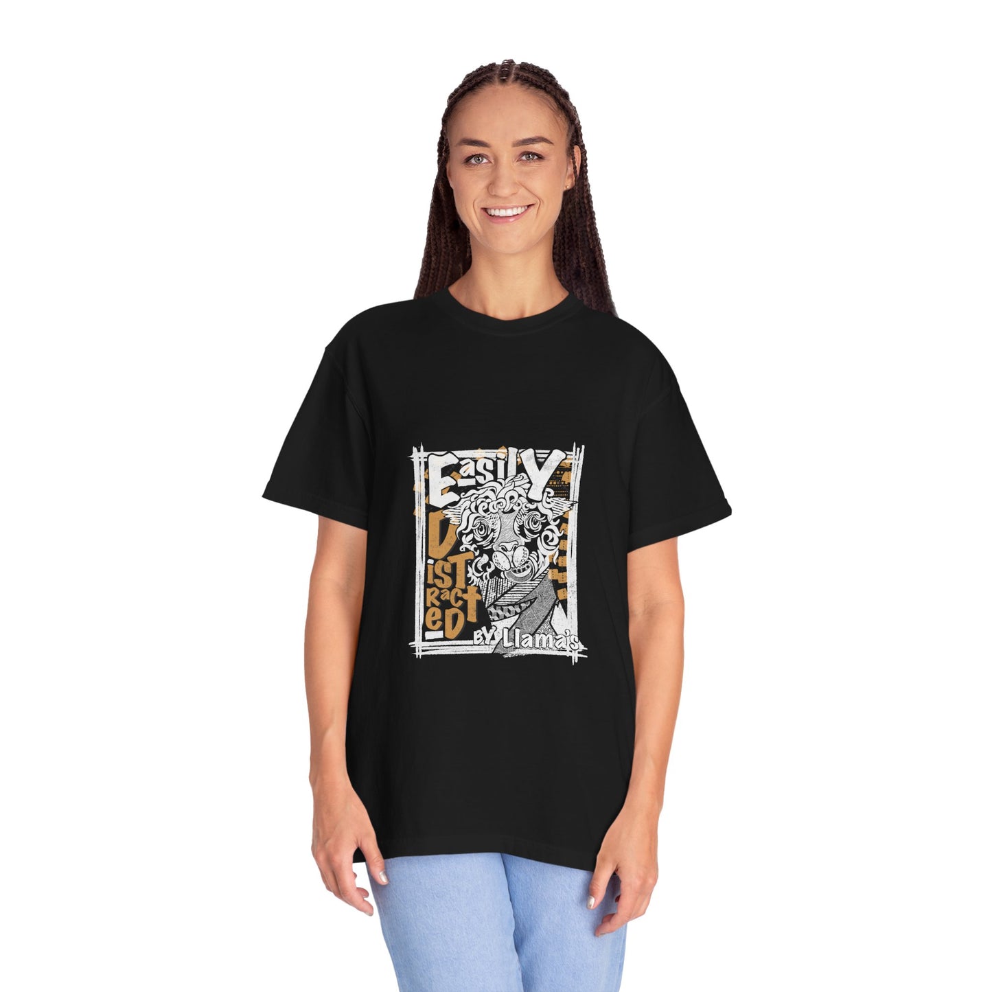 Easily Distracted by Llama's - C1717 Custom Graphic Soft style T Shirt