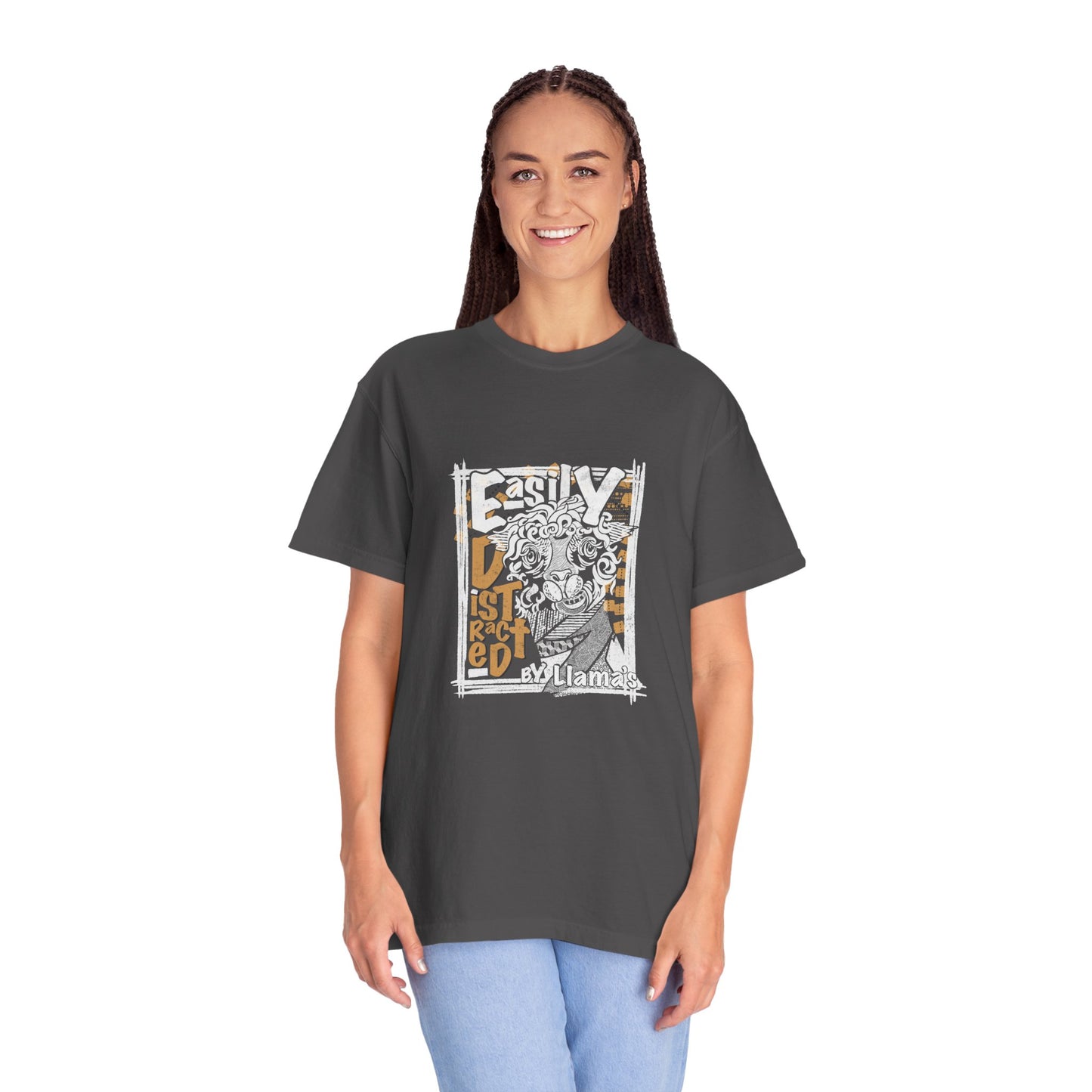 Easily Distracted by Llama's - C1717 Custom Graphic Soft style T Shirt