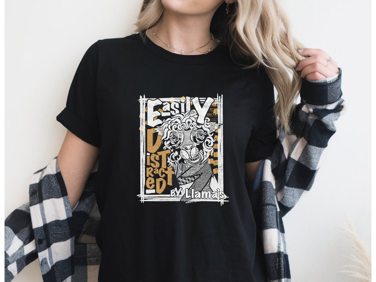 Easily Distracted by Llama's - C1717 Custom Graphic Soft style T Shirt