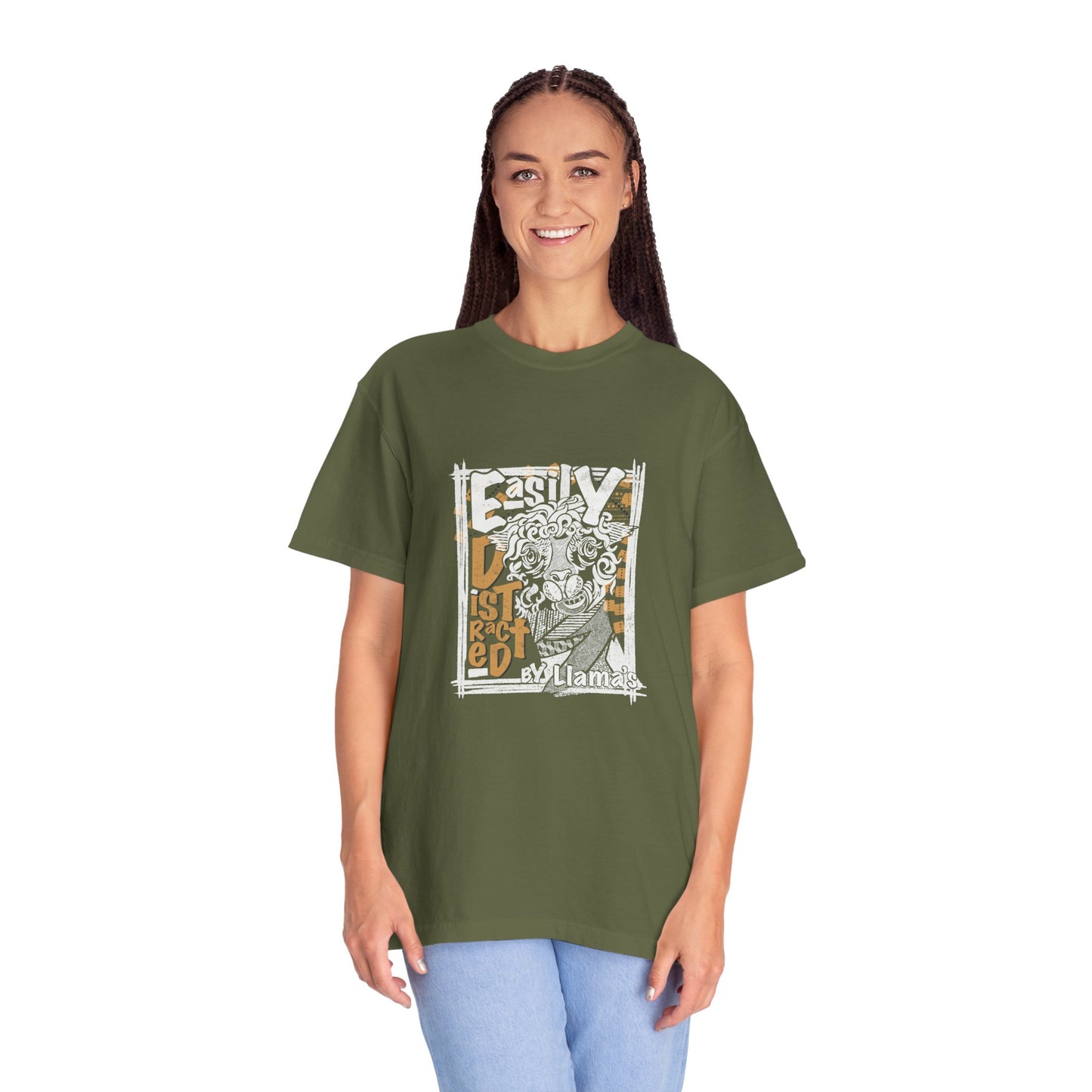 Easily Distracted by Llama's - C1717 Custom Graphic Soft style T Shirt
