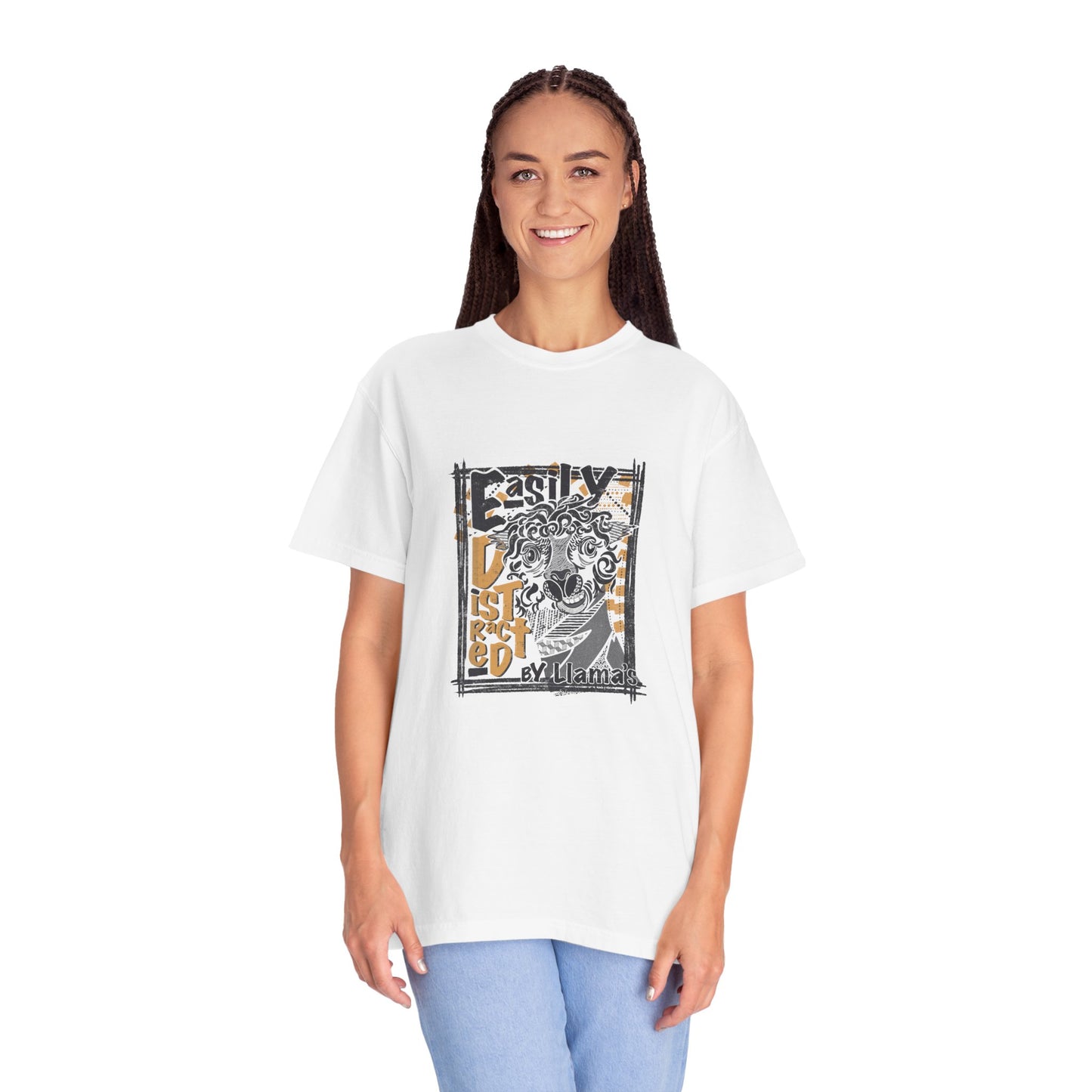 Easily Distracted by Llama's - C1717 Custom Graphic Soft style T Shirt
