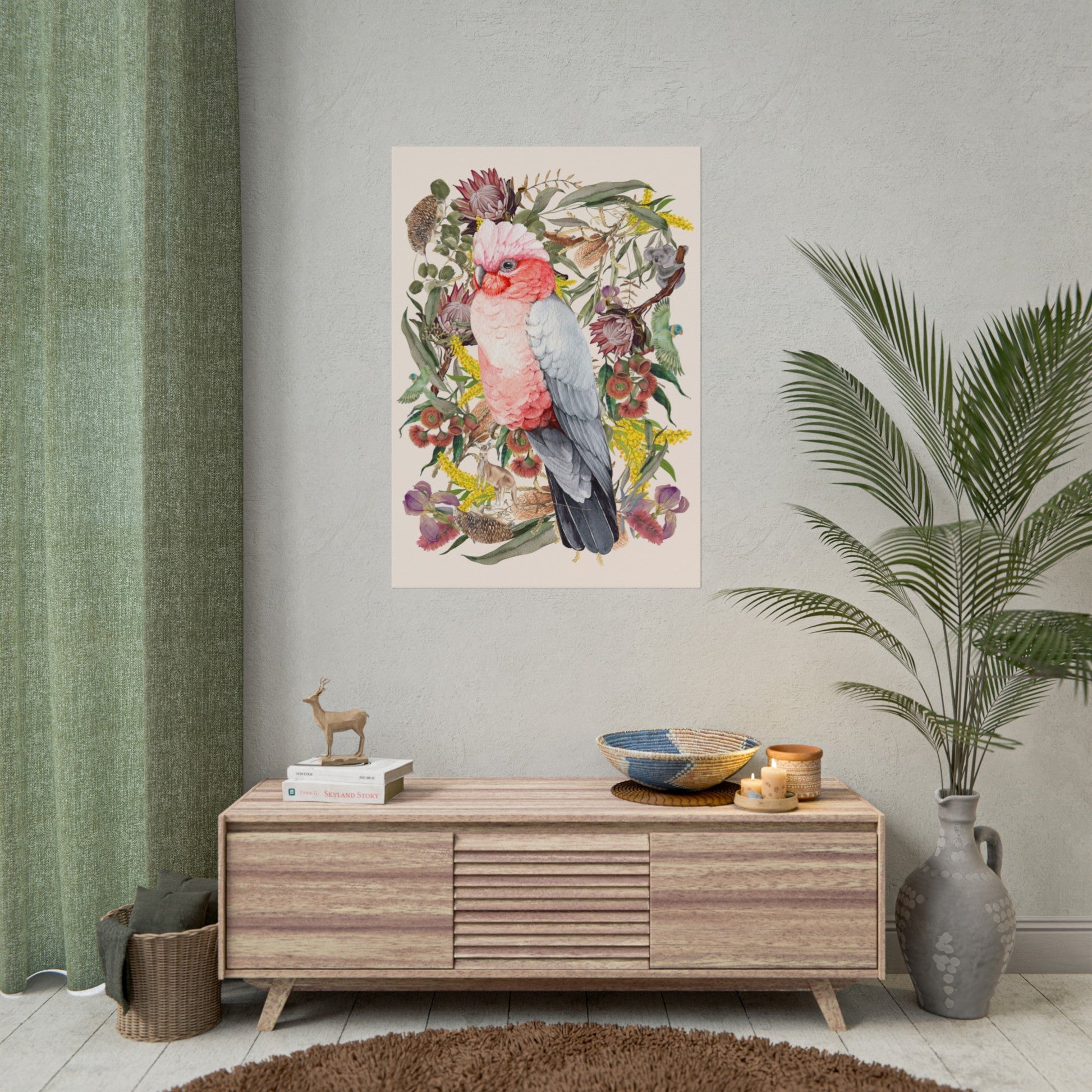 Australian Native Pink Galah unframed poster - Solei Designs