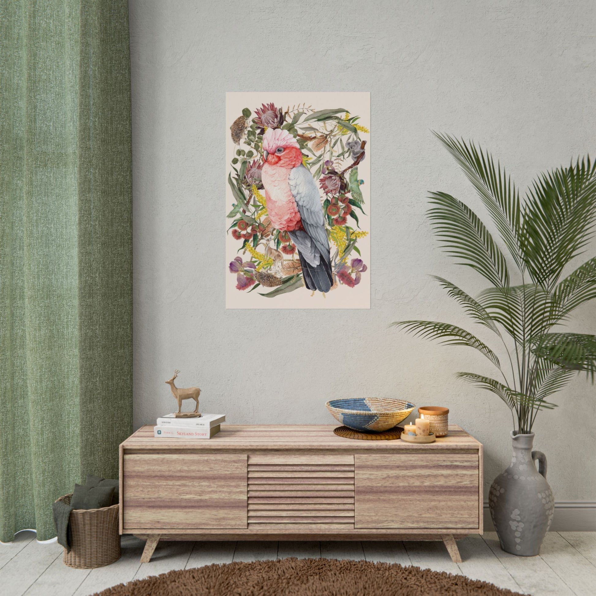 Australian Native Pink Galah unframed poster - Solei Designs