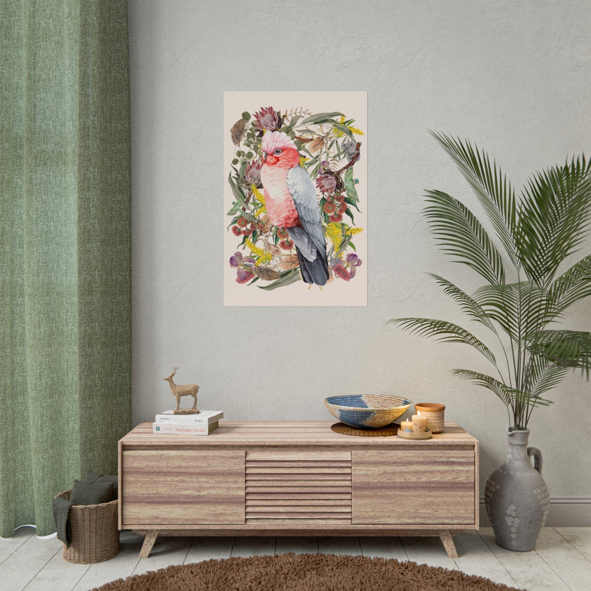 Australian Native Pink Galah unframed poster - Solei Designs