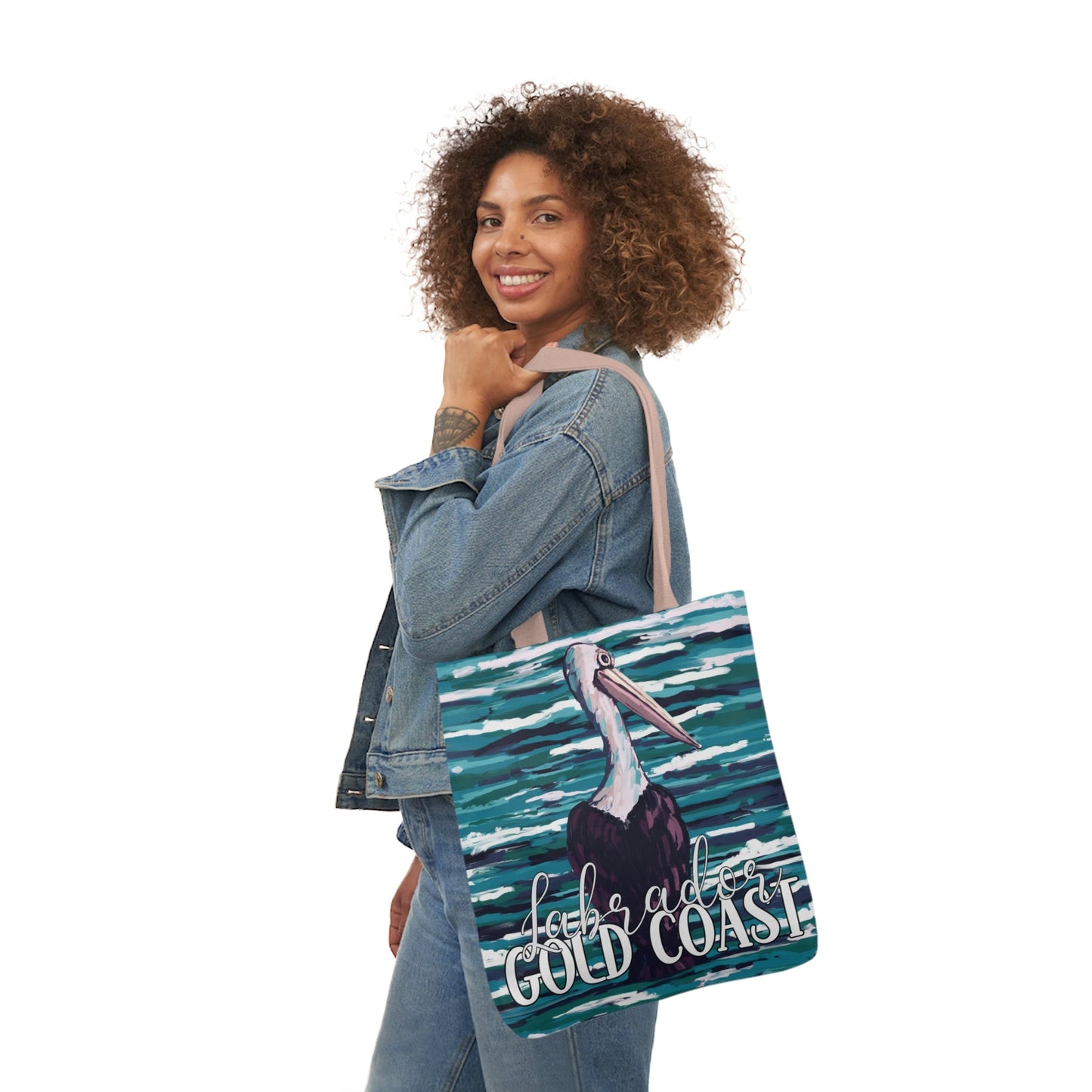 Australian Souvenir Canvas Tote Bag - Gold Coast Pelican hand drawn artwork - Solei Designs