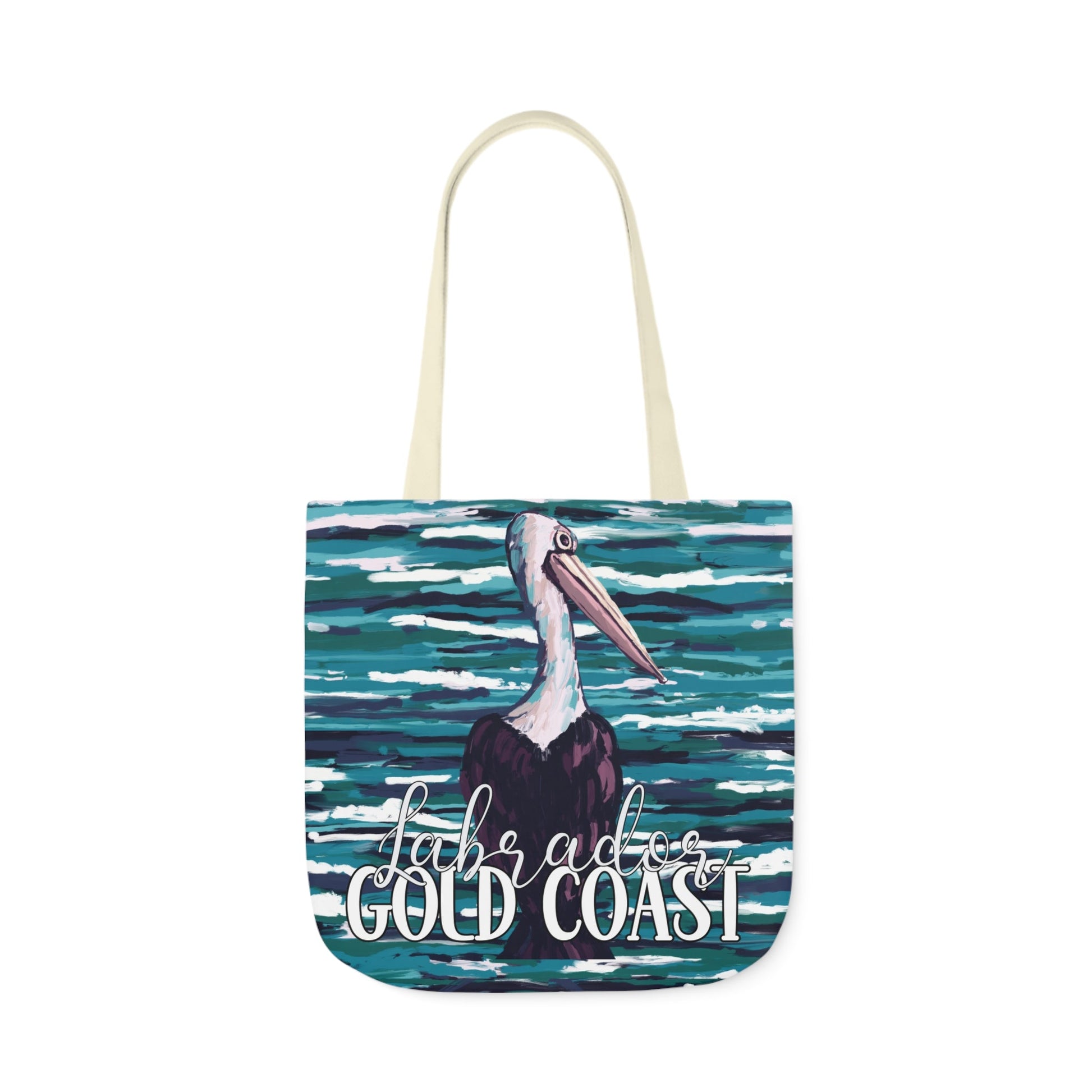 Australian Souvenir Canvas Tote Bag - Gold Coast Pelican hand drawn artwork - Solei Designs