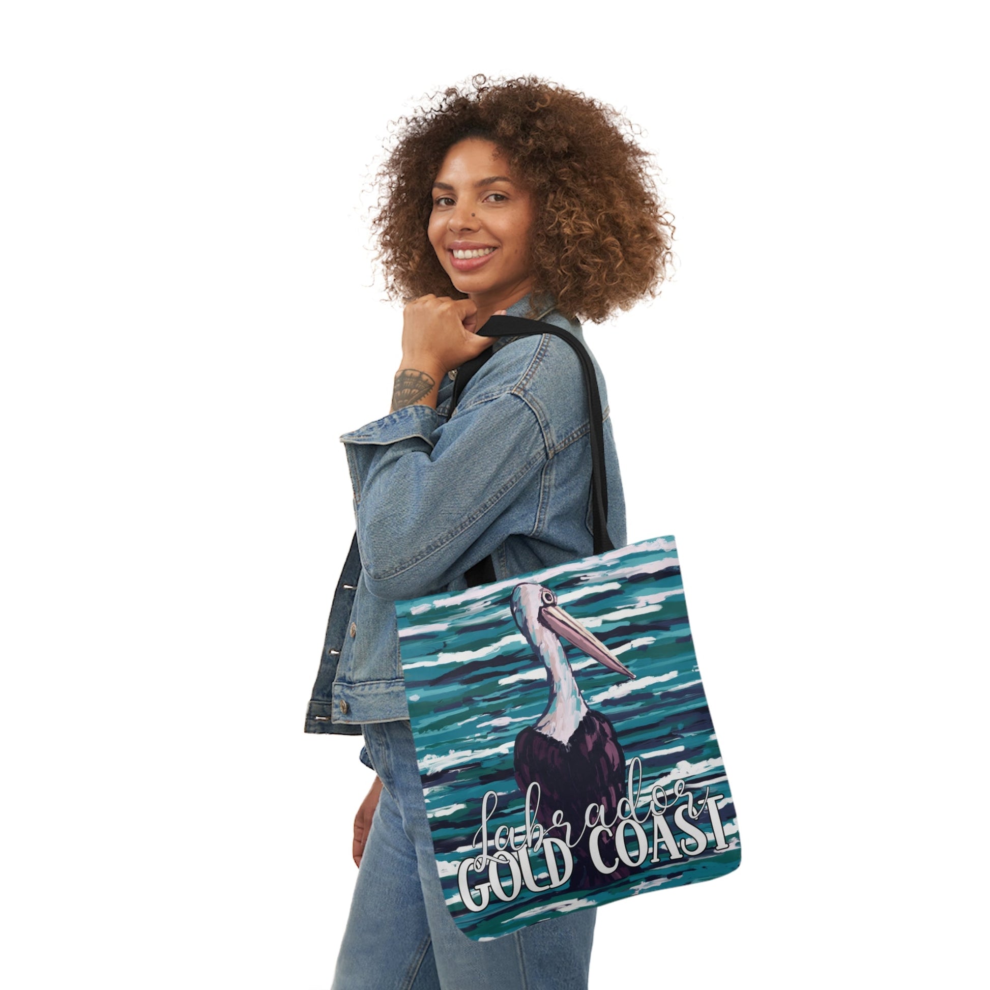 Australian Souvenir Canvas Tote Bag - Gold Coast Pelican hand drawn artwork - Solei Designs