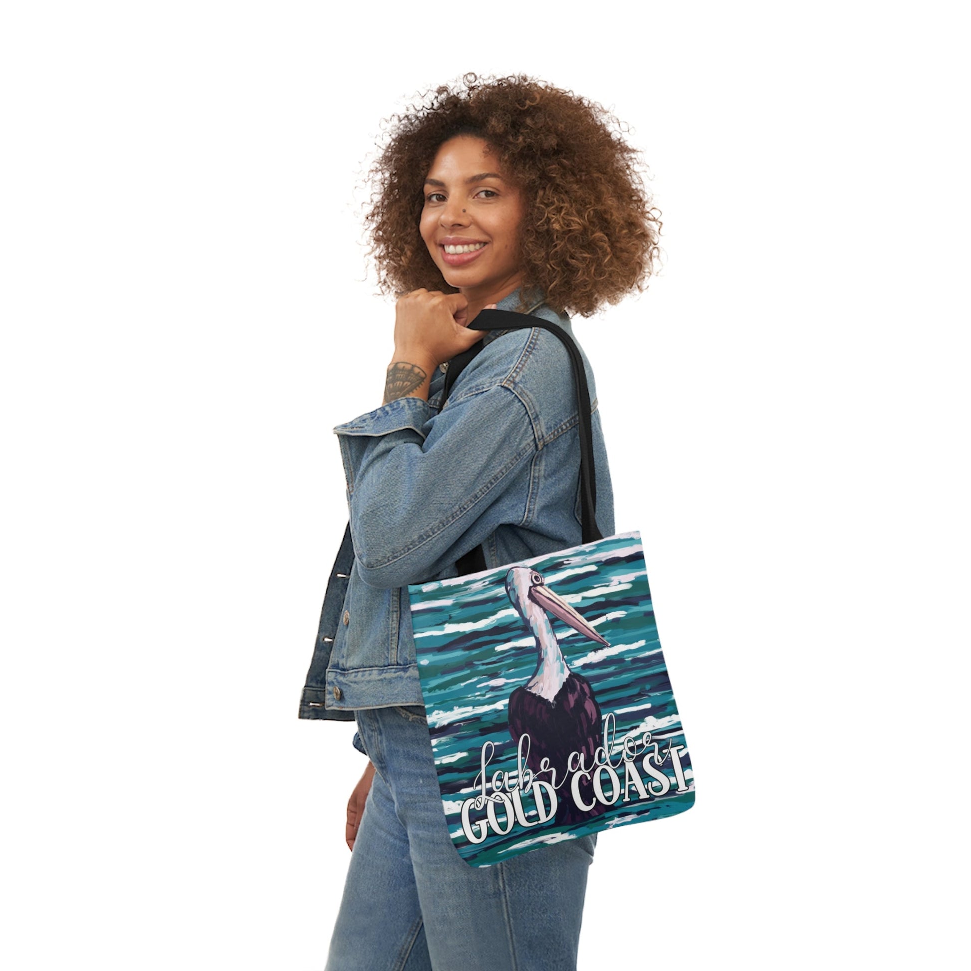 Australian Souvenir Canvas Tote Bag - Gold Coast Pelican hand drawn artwork - Solei Designs