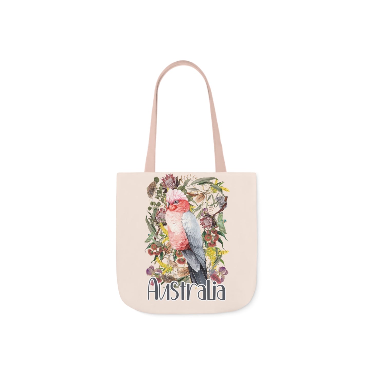 Australian Souvenir Canvas Tote Bag - Pink Galah design - Solei Designs