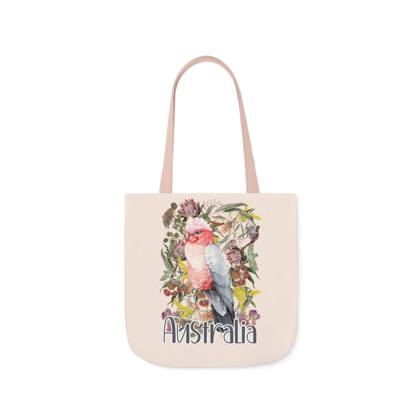 Australian Souvenir Canvas Tote Bag - Pink Galah design - Solei Designs