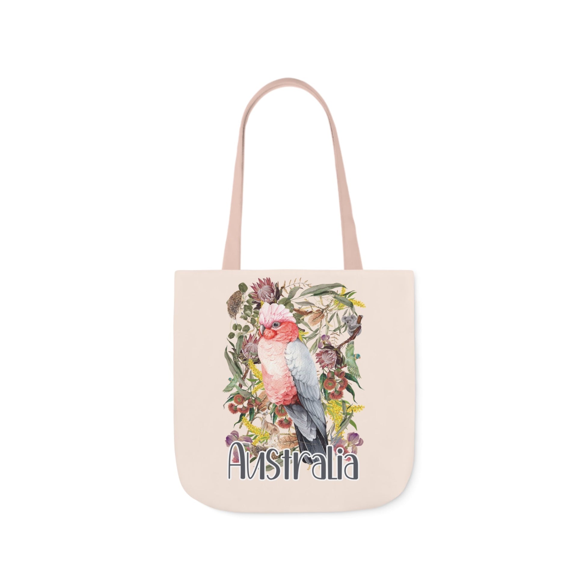 Australian Souvenir Canvas Tote Bag - Pink Galah design - Solei Designs