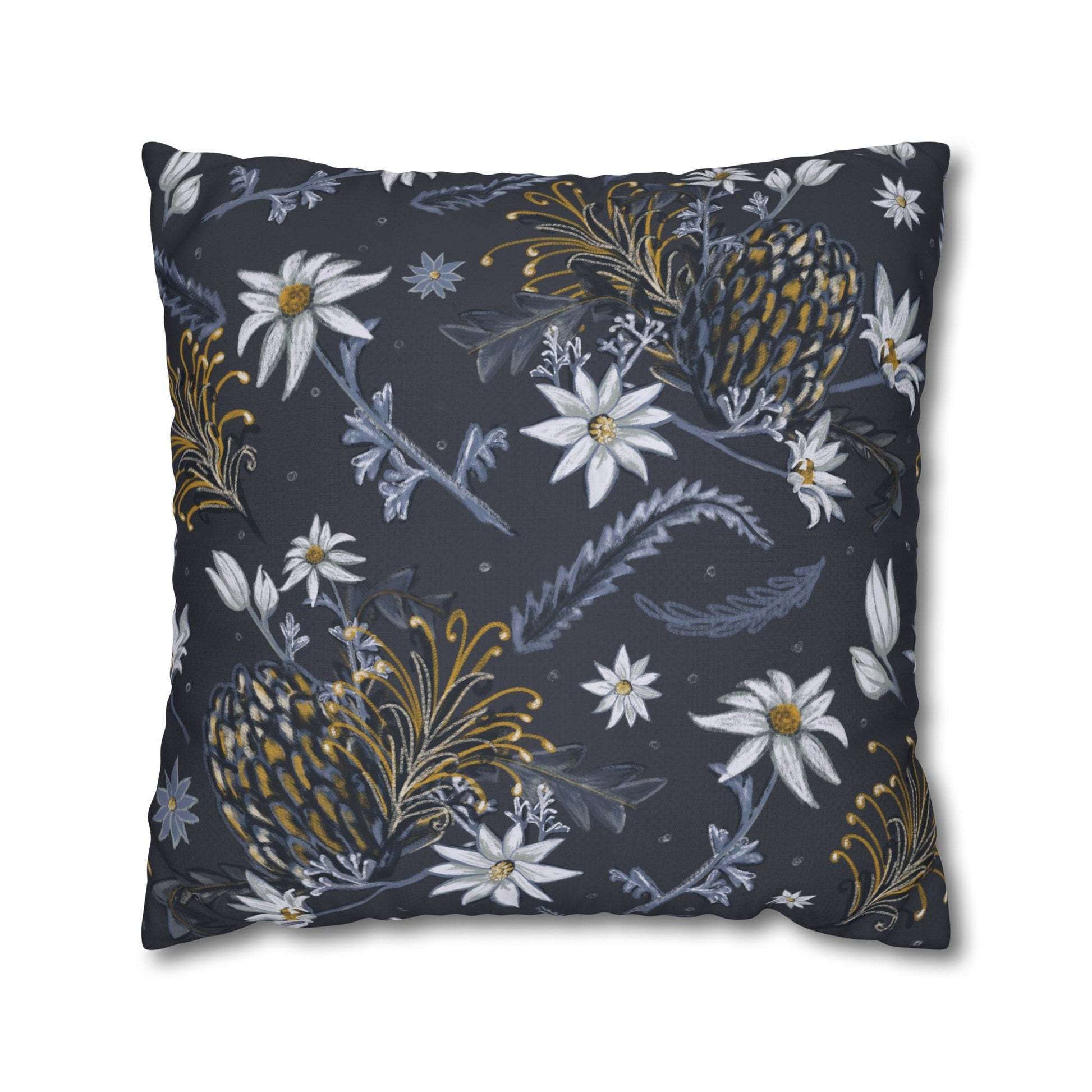 Banksia Blue Collection - hand drawn artwork - cushion - Solei Designs