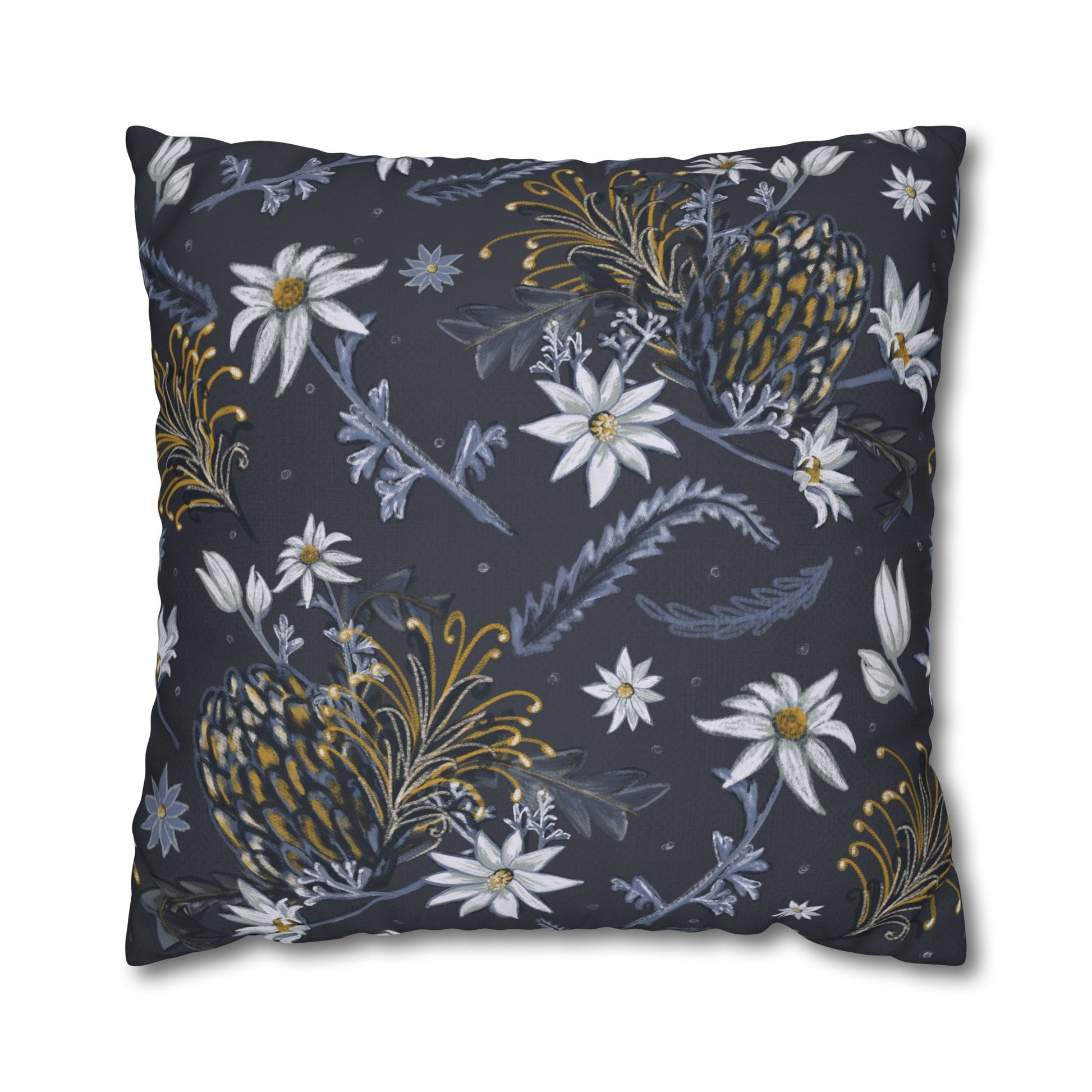 Banksia Blue Collection - hand drawn artwork - cushion - Solei Designs