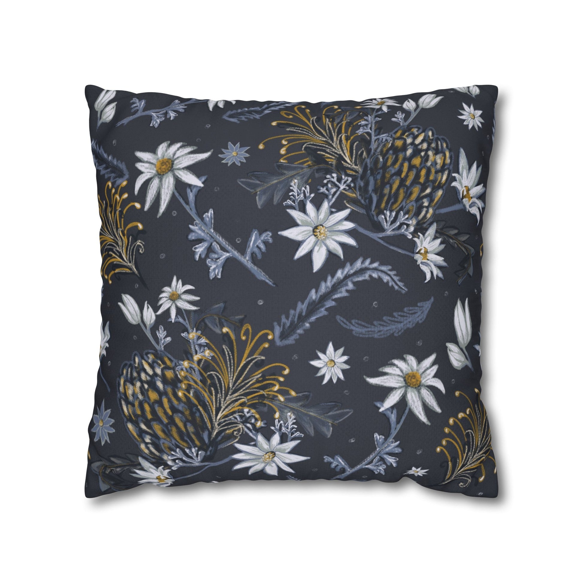 Banksia Blue Collection - hand drawn artwork - cushion - Solei Designs