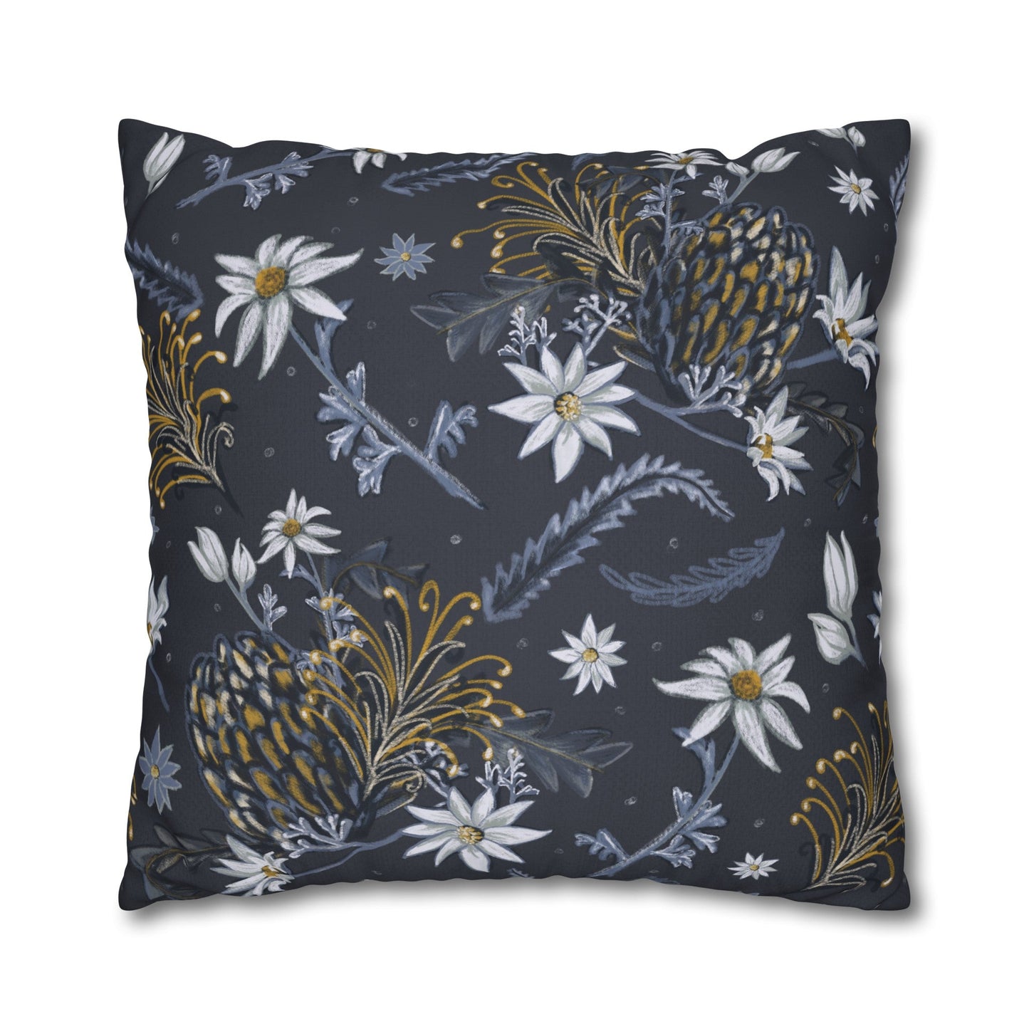 Banksia Blue Collection - hand drawn artwork - cushion - Solei Designs