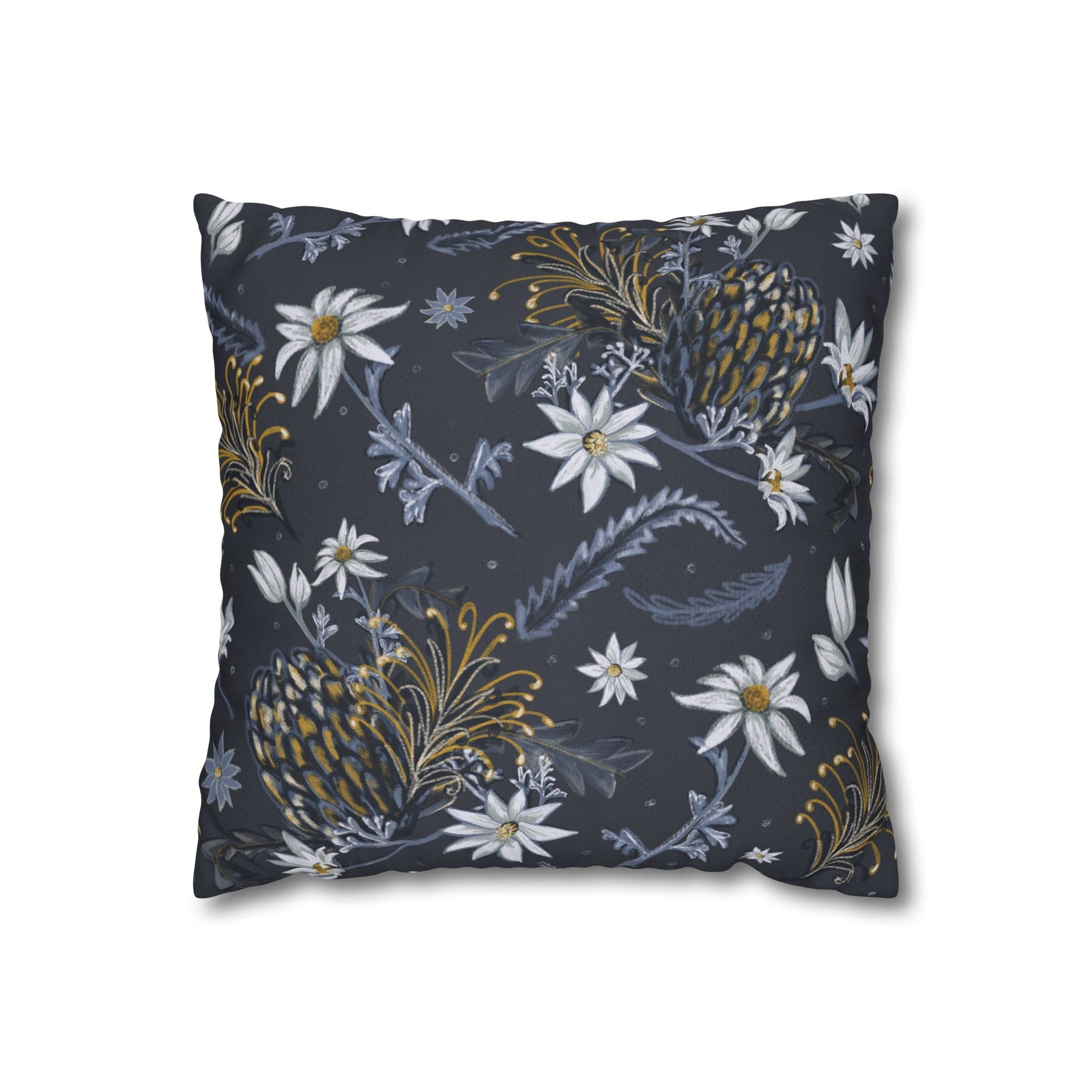 Banksia Blue Collection - hand drawn artwork - cushion - Solei Designs