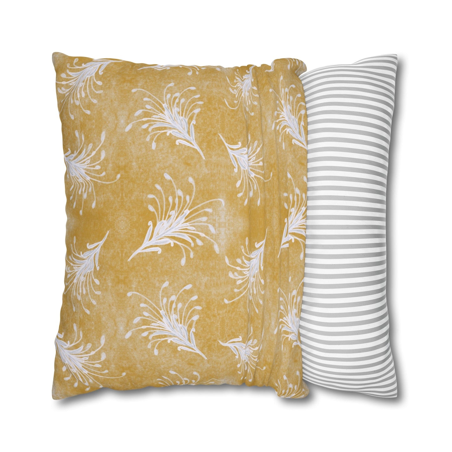 Banksia Blue Collection - hand drawn artwork - yellow grevillea cushion - Solei Designs