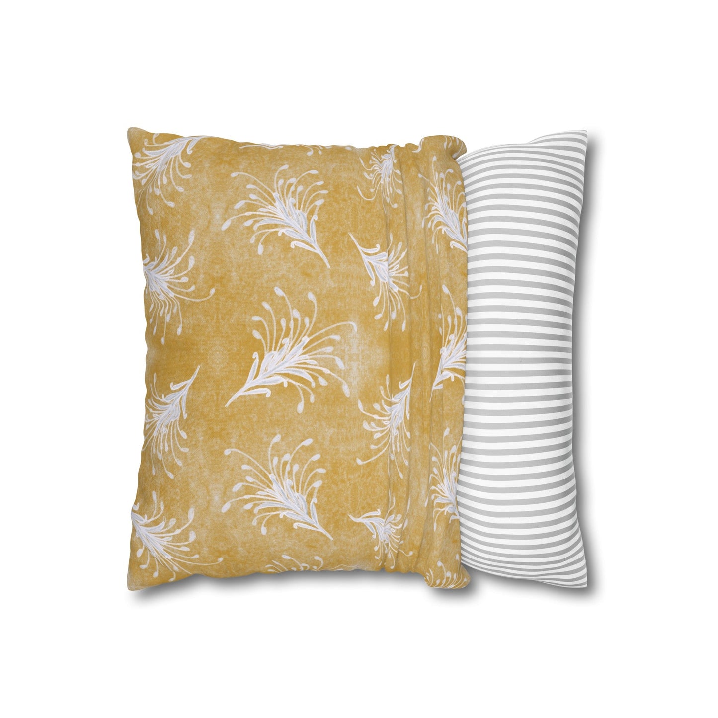 Banksia Blue Collection - hand drawn artwork - yellow grevillea cushion - Solei Designs