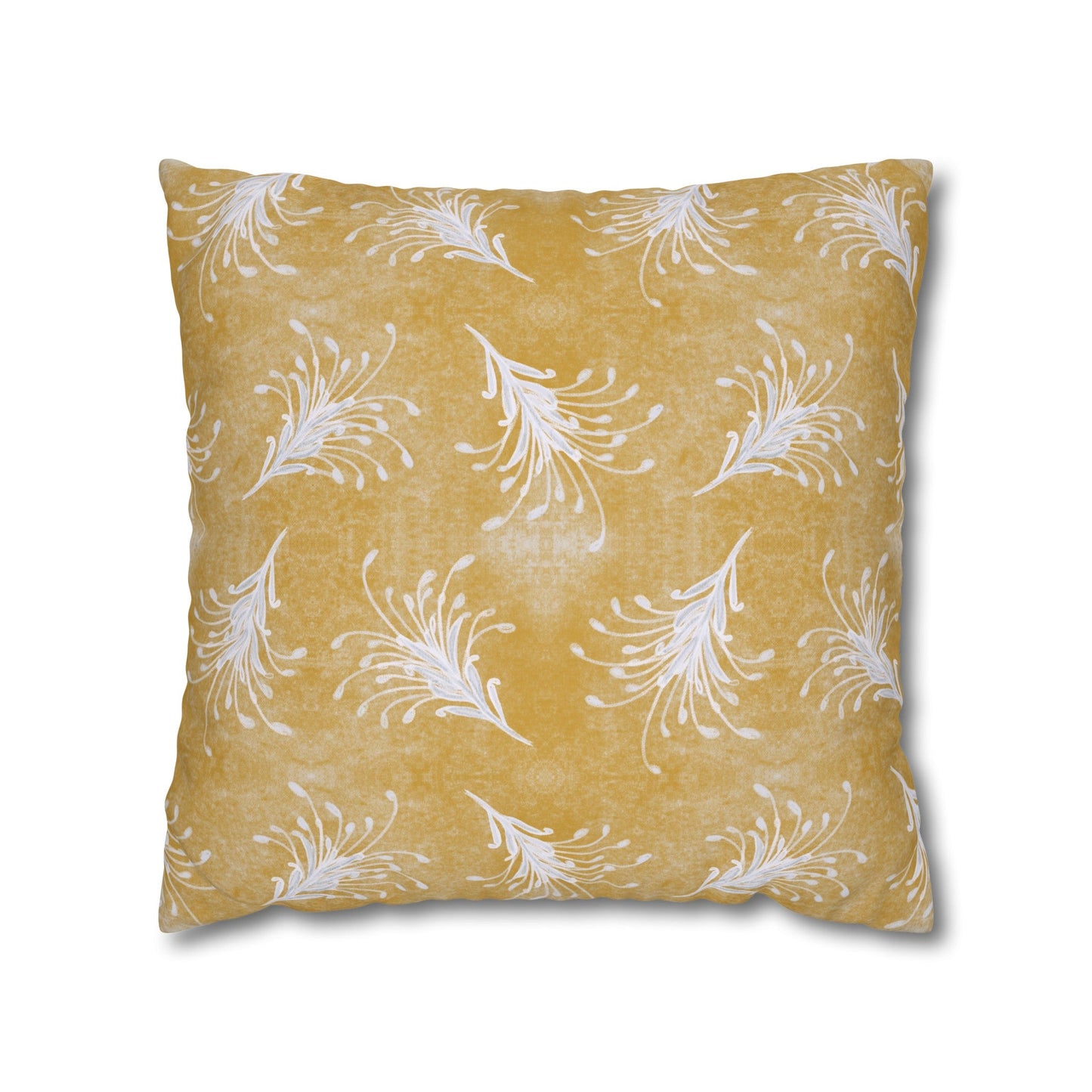 Banksia Blue Collection - hand drawn artwork - yellow grevillea cushion - Solei Designs