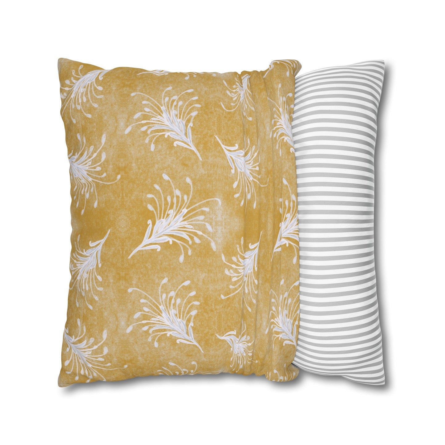 Banksia Blue Collection - hand drawn artwork - yellow grevillea cushion - Solei Designs