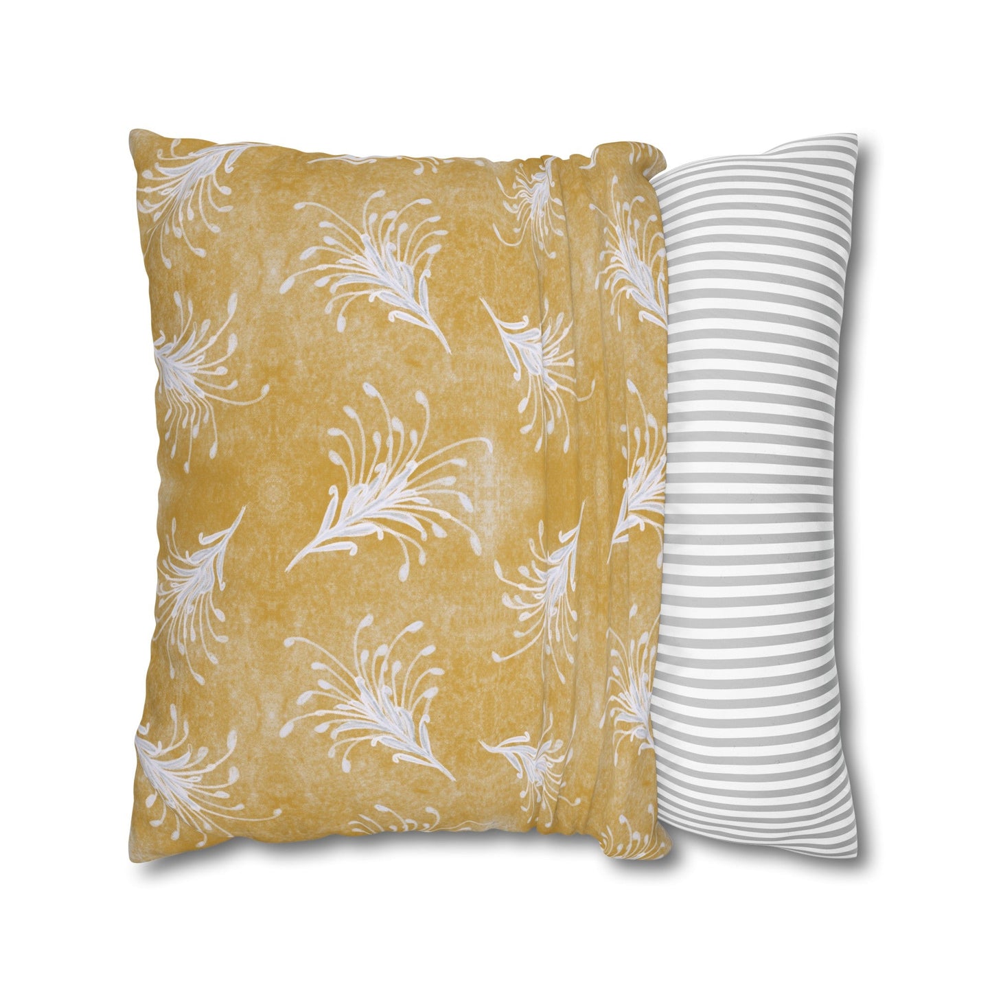 Banksia Blue Collection - hand drawn artwork - yellow grevillea cushion - Solei Designs