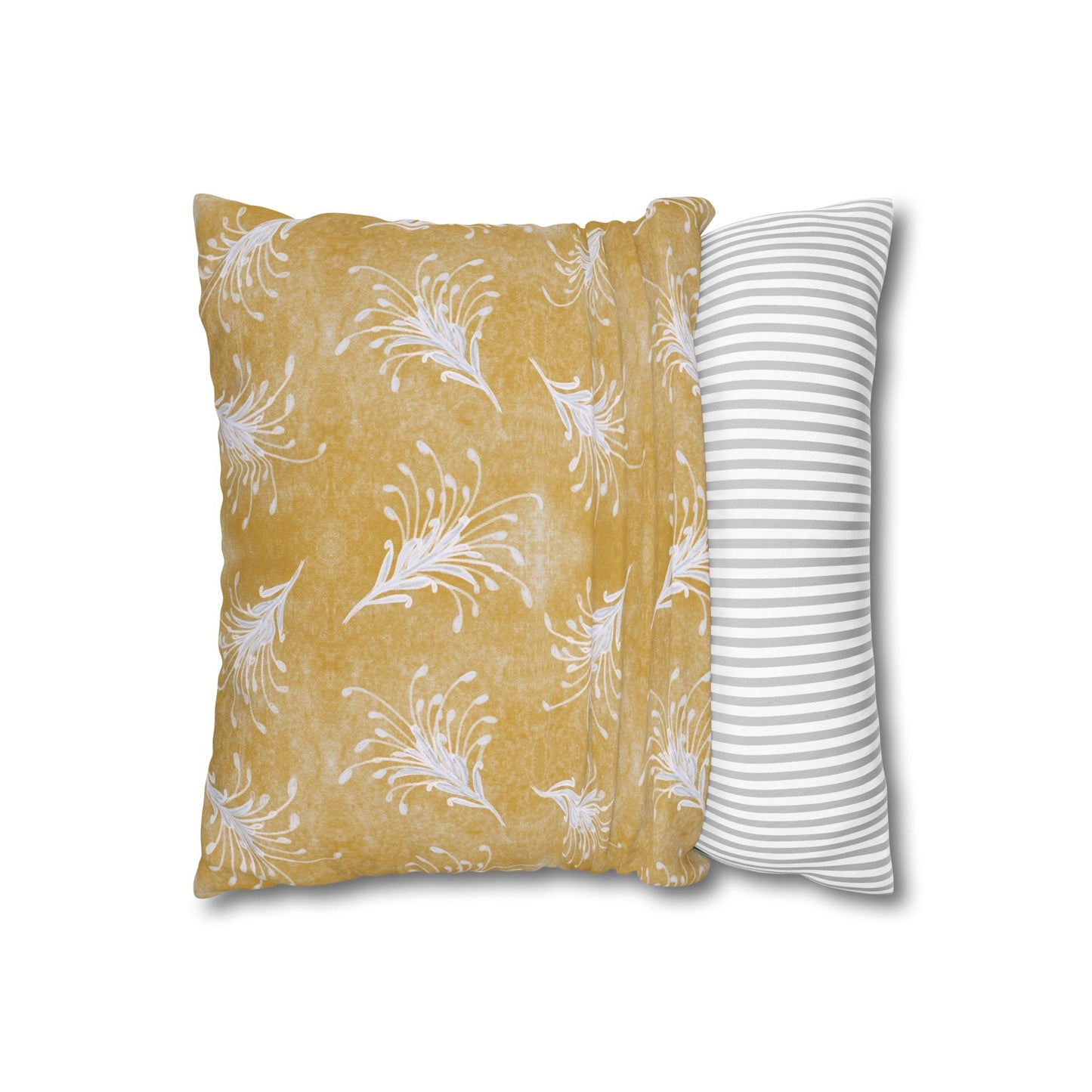 Banksia Blue Collection - hand drawn artwork - yellow grevillea cushion - Solei Designs