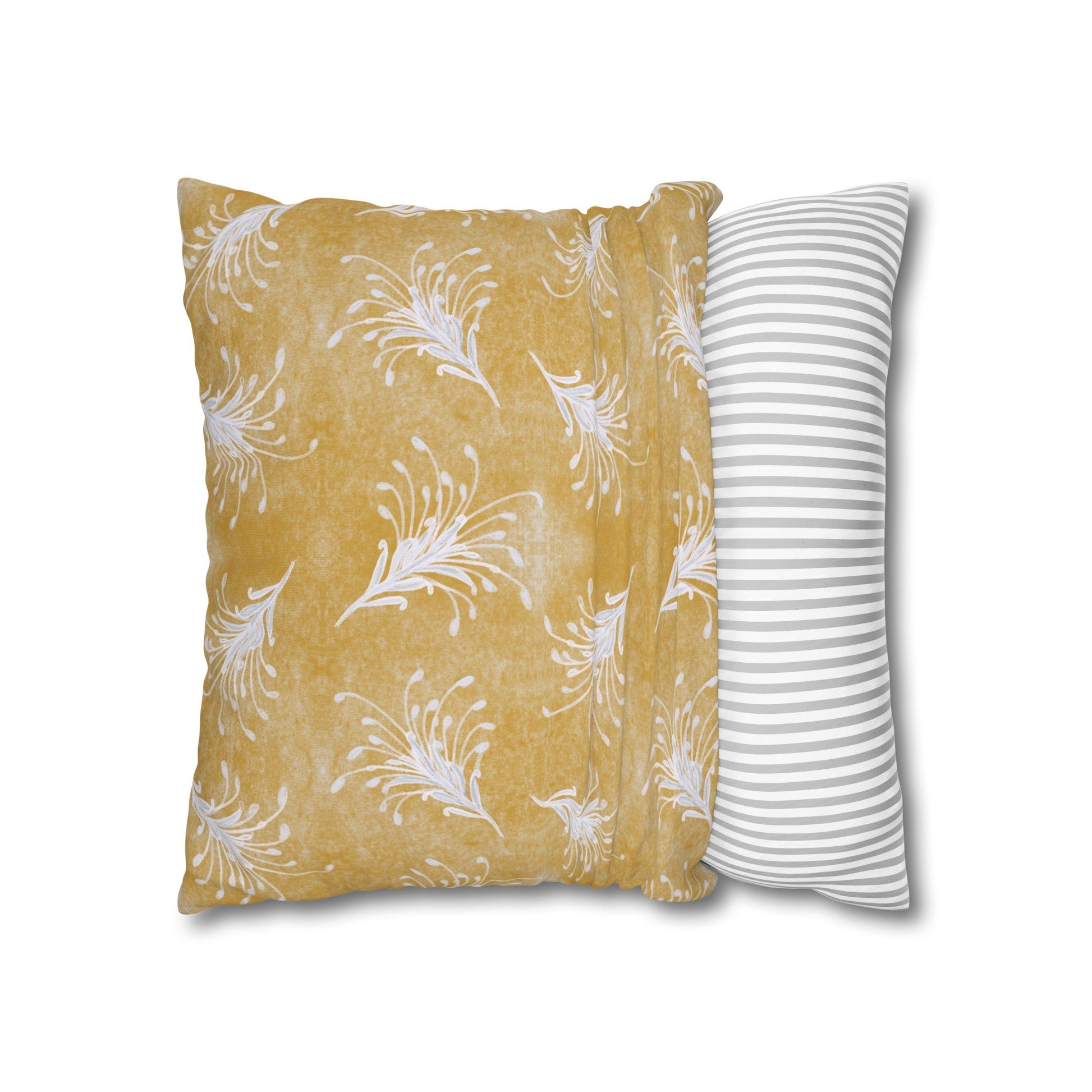 Banksia Blue Collection - hand drawn artwork - yellow grevillea cushion - Solei Designs