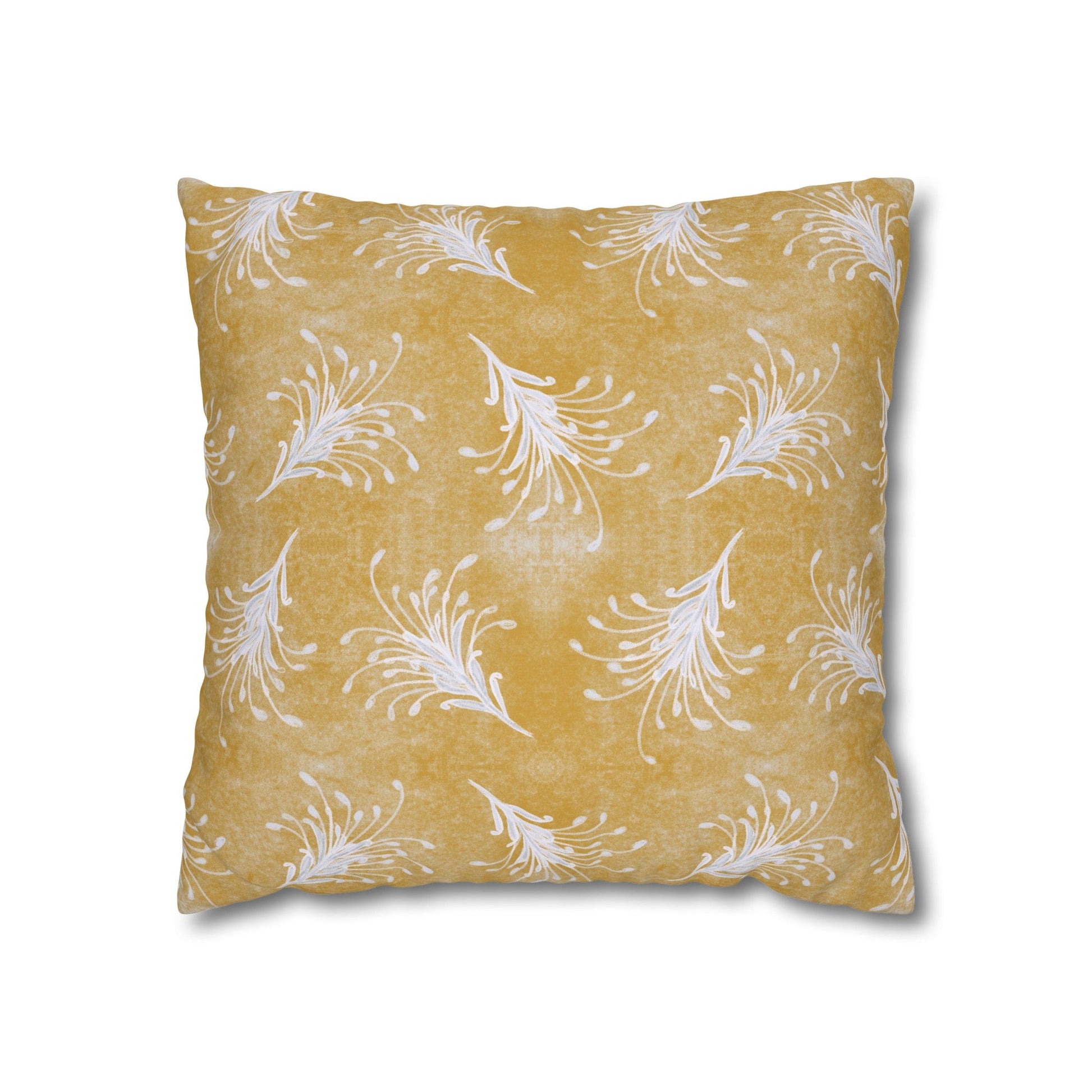 Banksia Blue Collection - hand drawn artwork - yellow grevillea cushion - Solei Designs