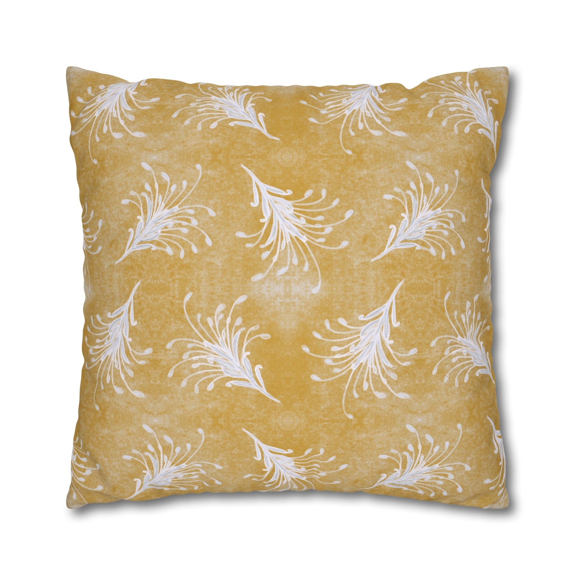 Banksia Blue Collection - hand drawn artwork - yellow grevillea cushion - Solei Designs