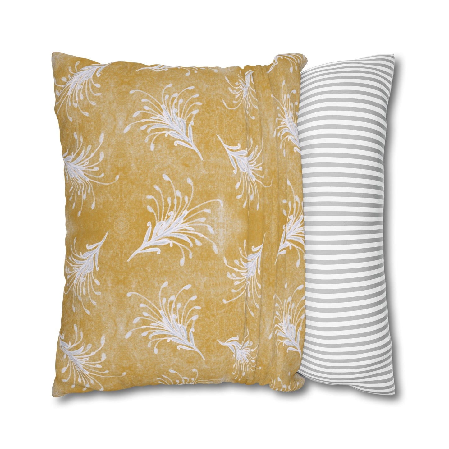 Banksia Blue Collection - hand drawn artwork - yellow grevillea cushion - Solei Designs