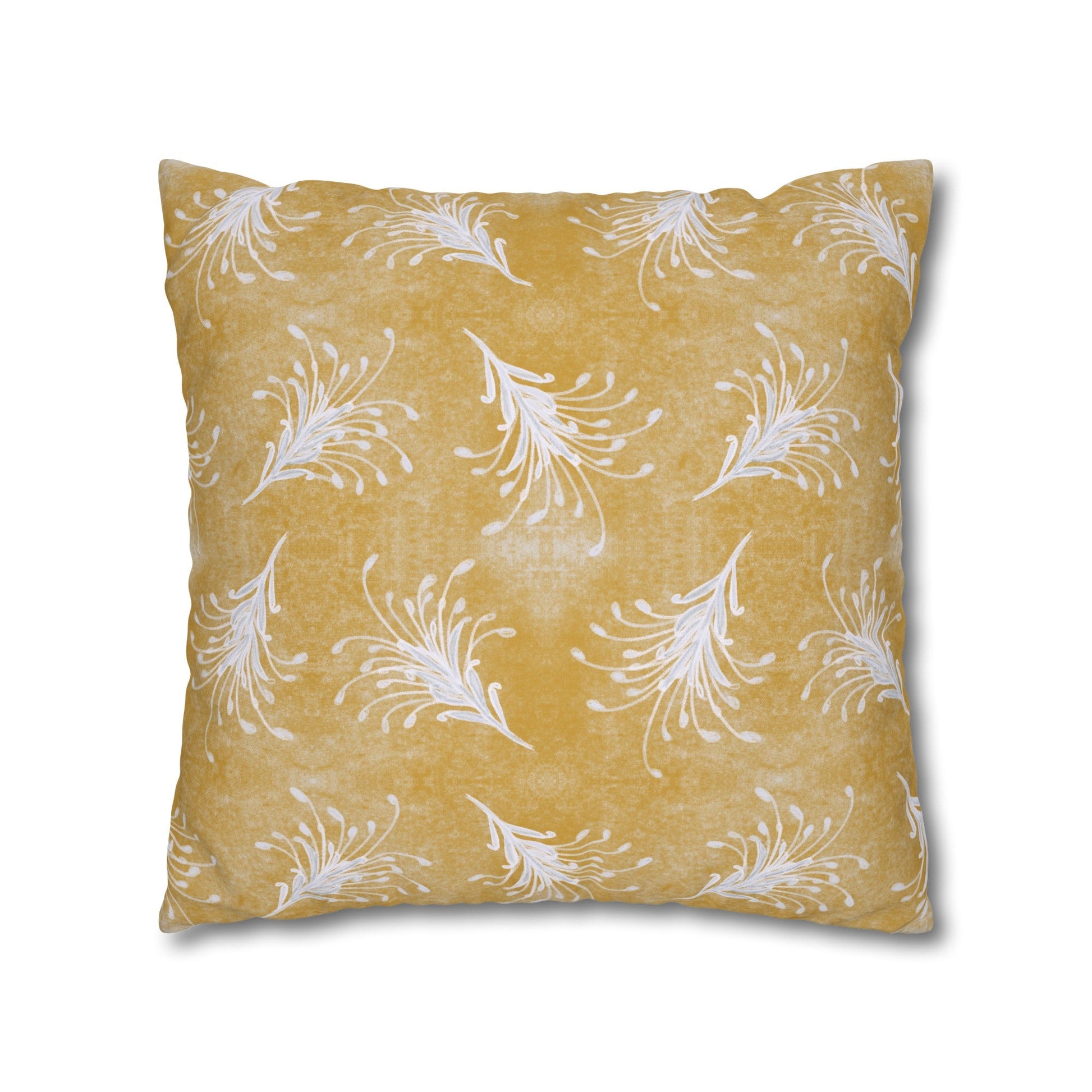 Banksia Blue Collection - hand drawn artwork - yellow grevillea cushion - Solei Designs