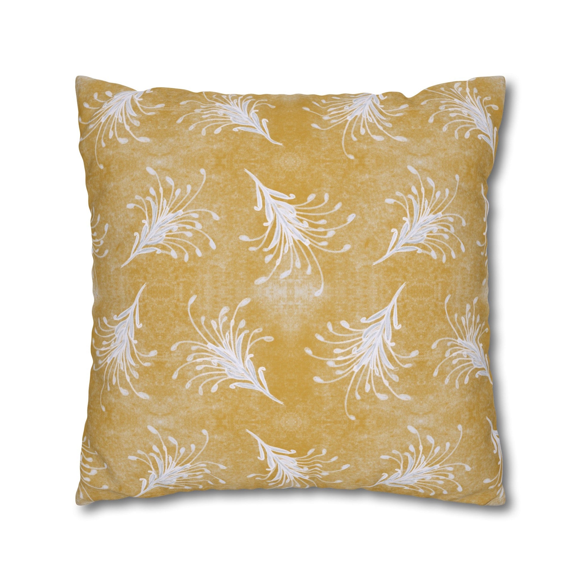 Banksia Blue Collection - hand drawn artwork - yellow grevillea cushion - Solei Designs