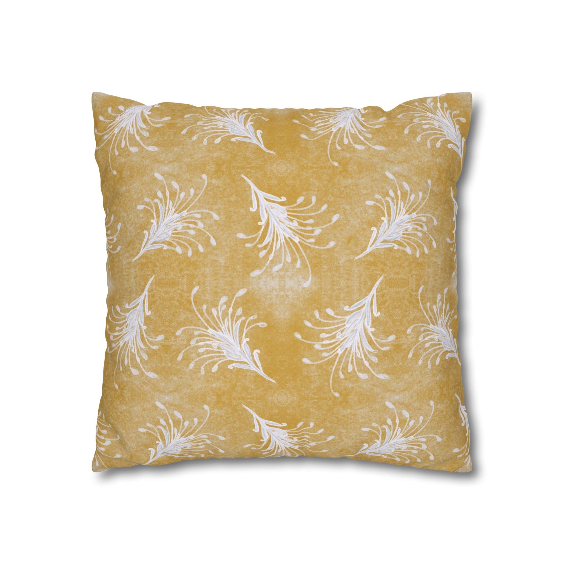 Banksia Blue Collection - hand drawn artwork - yellow grevillea cushion - Solei Designs