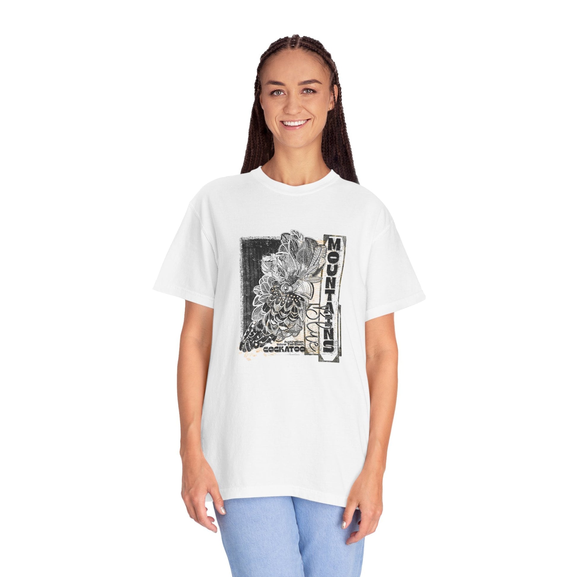 Blue Mountains Yellow Tail Black Cockatoo - C1717 Custom Graphic Soft style T Shirt - Solei Designs