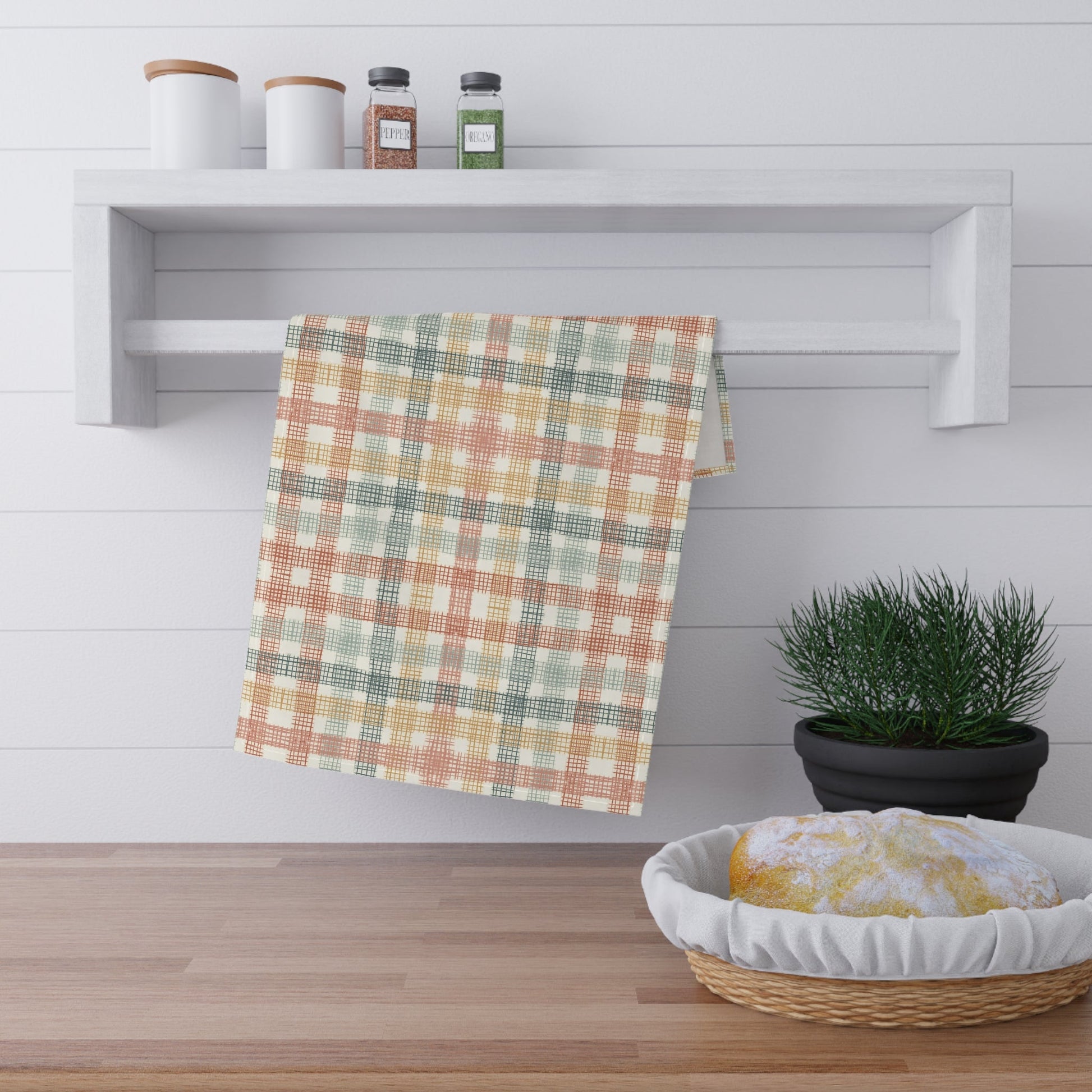 Checkered compliment - 100% Cotton Kitchen Tea Towel from the Native Patches design collection - Solei Designs