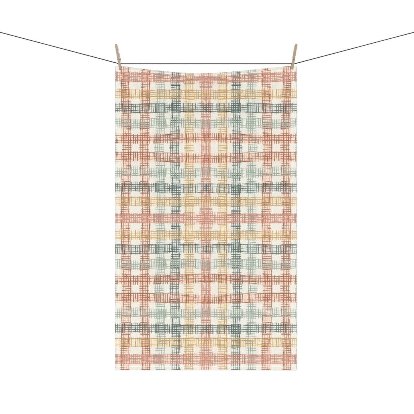 Checkered compliment - 100% Cotton Kitchen Tea Towel from the Native Patches design collection - Solei Designs