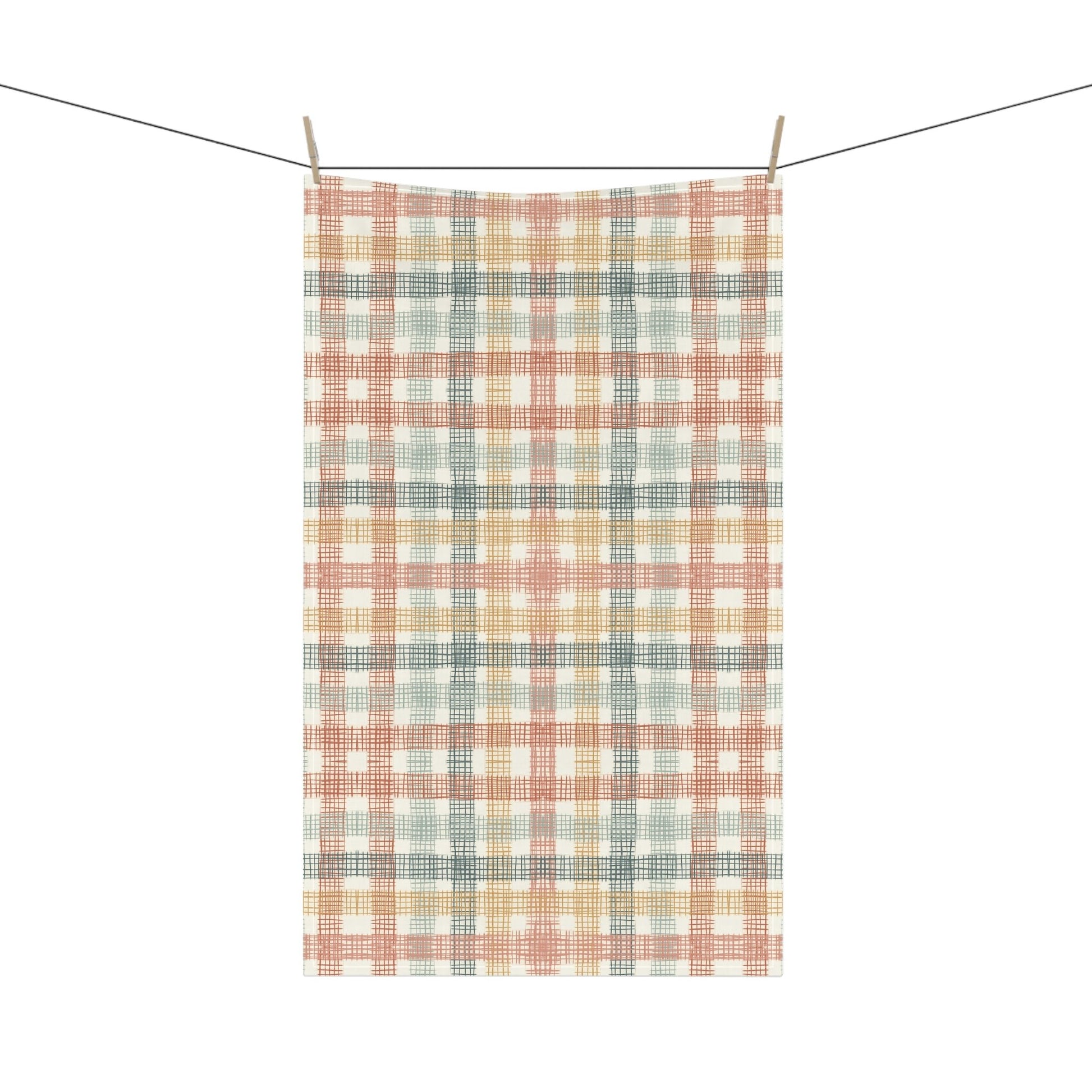 Checkered compliment - 100% Cotton Kitchen Tea Towel from the Native Patches design collection - Solei Designs